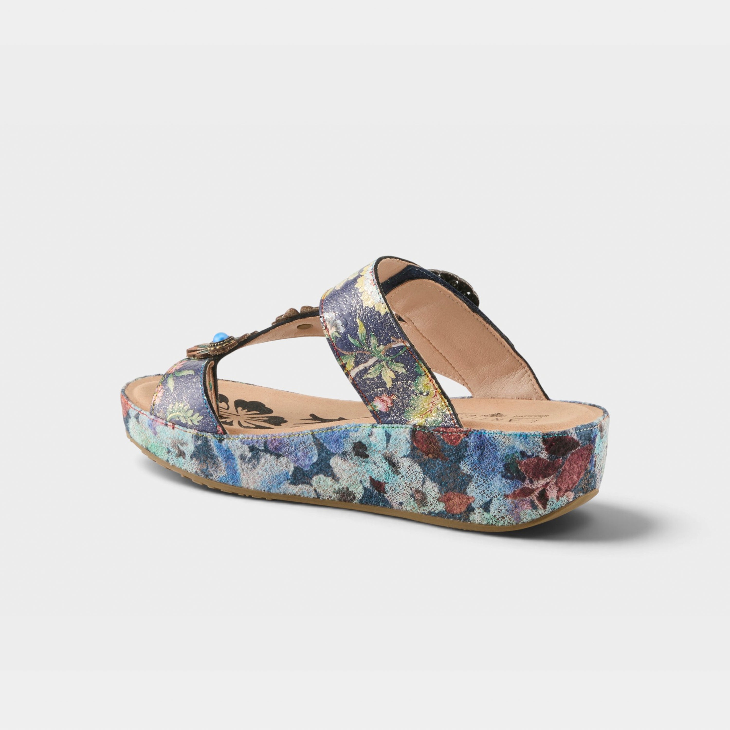 L'Artiste Blissbloom sandals in Navy Multi, alternate angle view