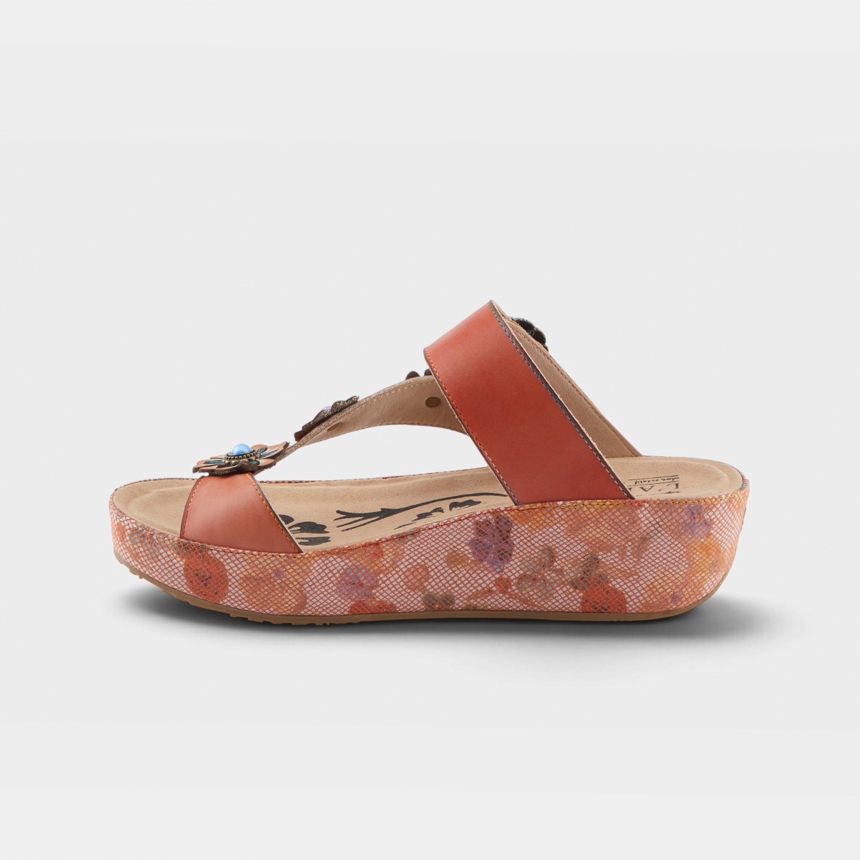 L'Artiste Blissbloom sandals in Peach, side view