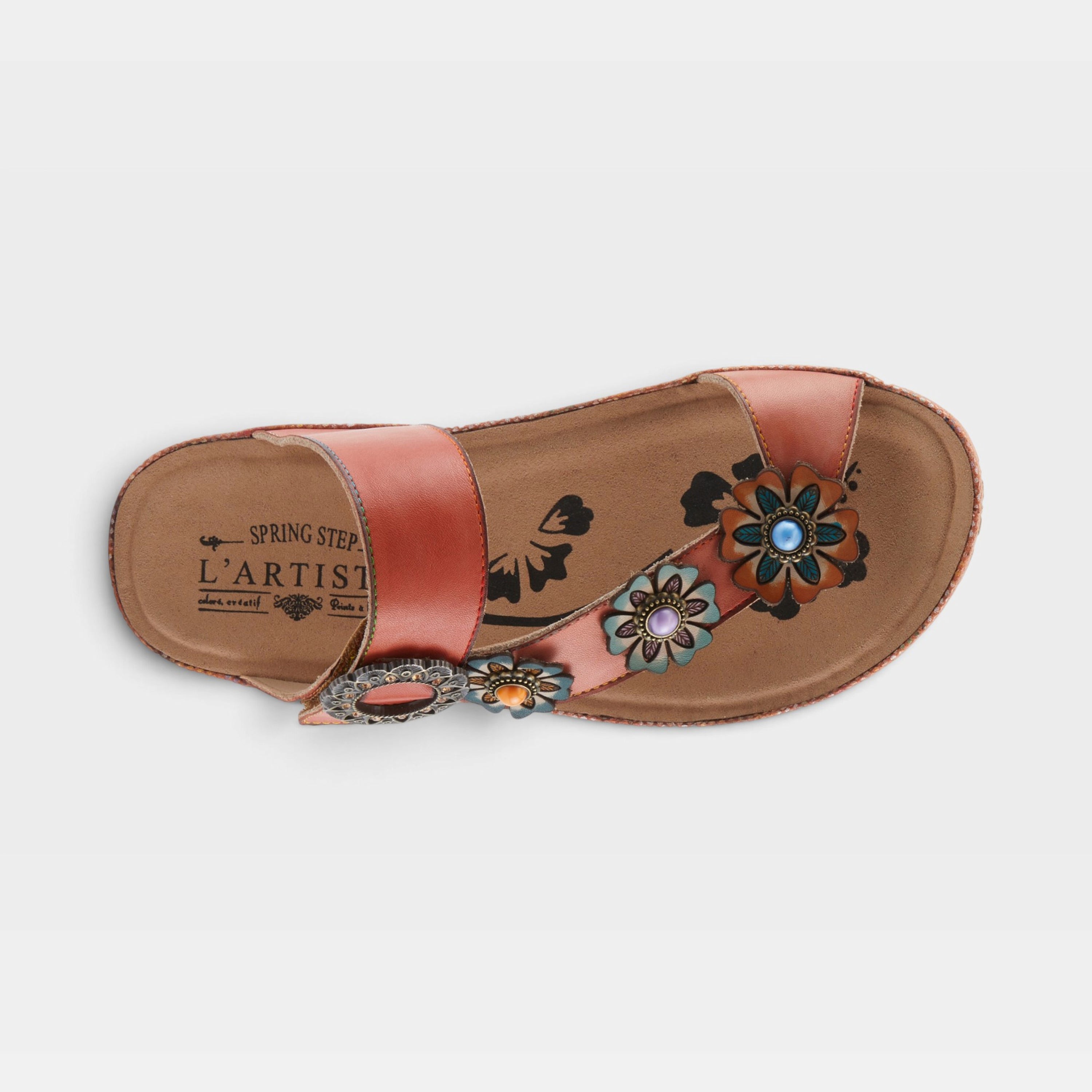 L'Artiste Blissbloom sandals in Peach, top view