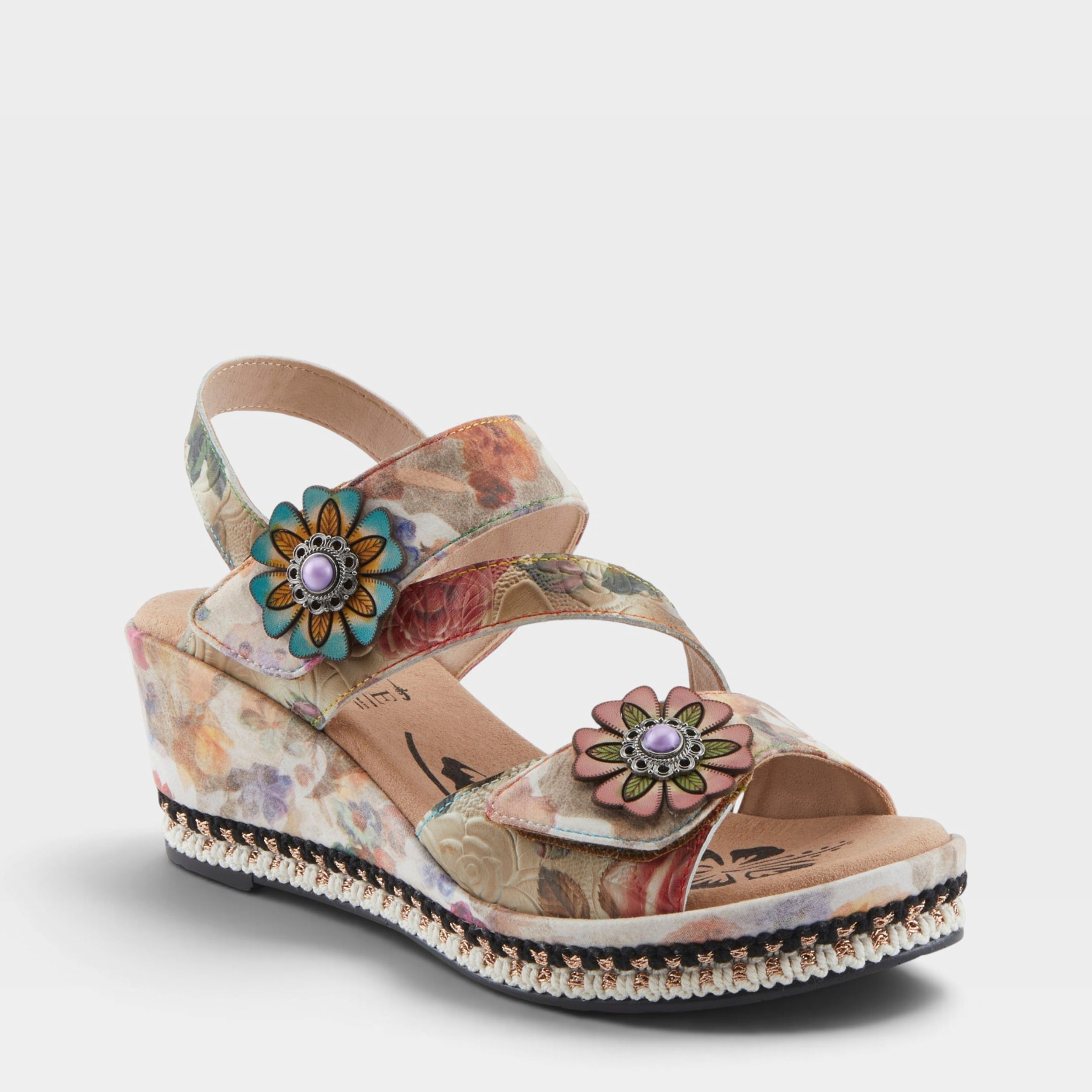 L'Artiste Blissful sandals in Beige Multi, front view