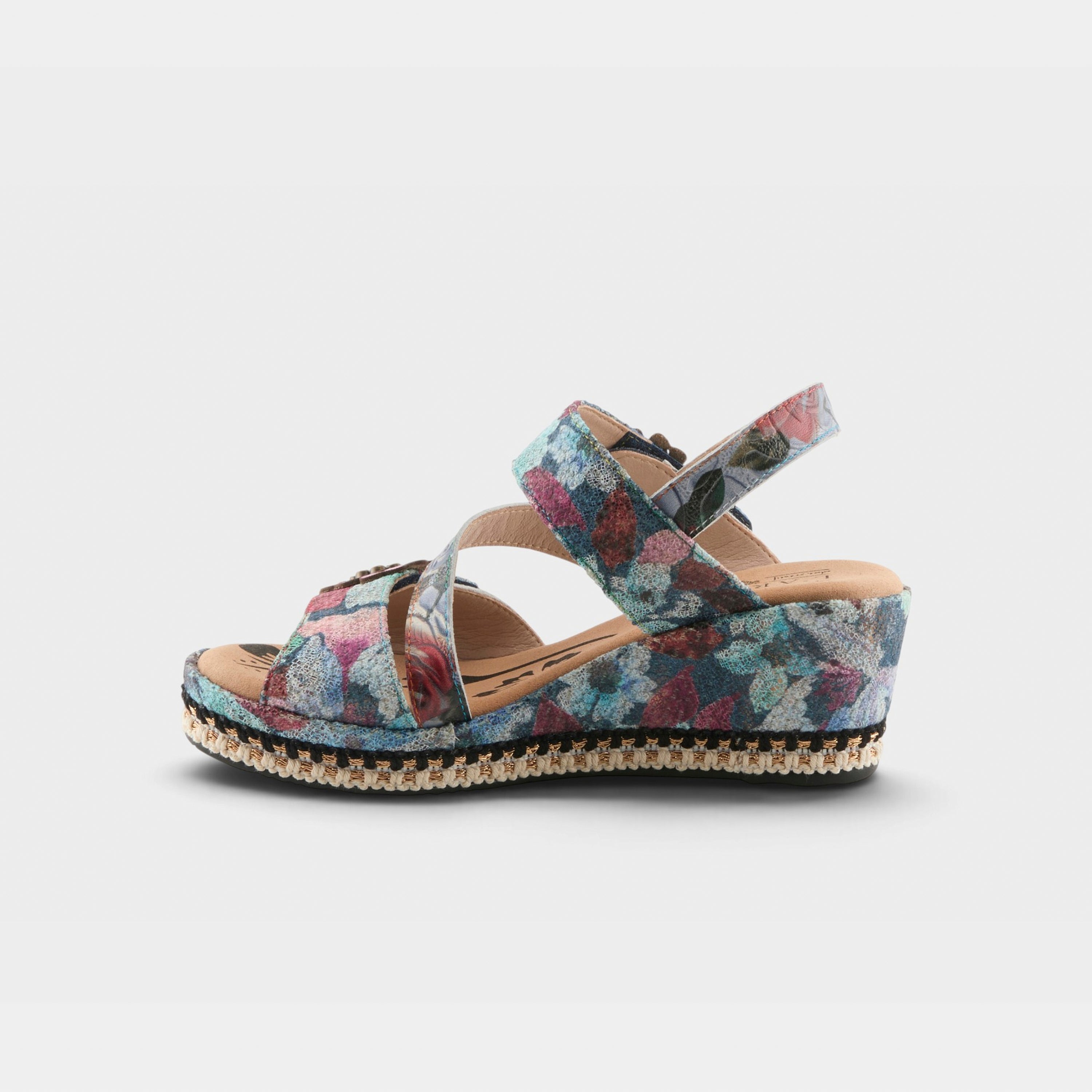 L'Artiste Blissful sandals in Navy Multi, side view