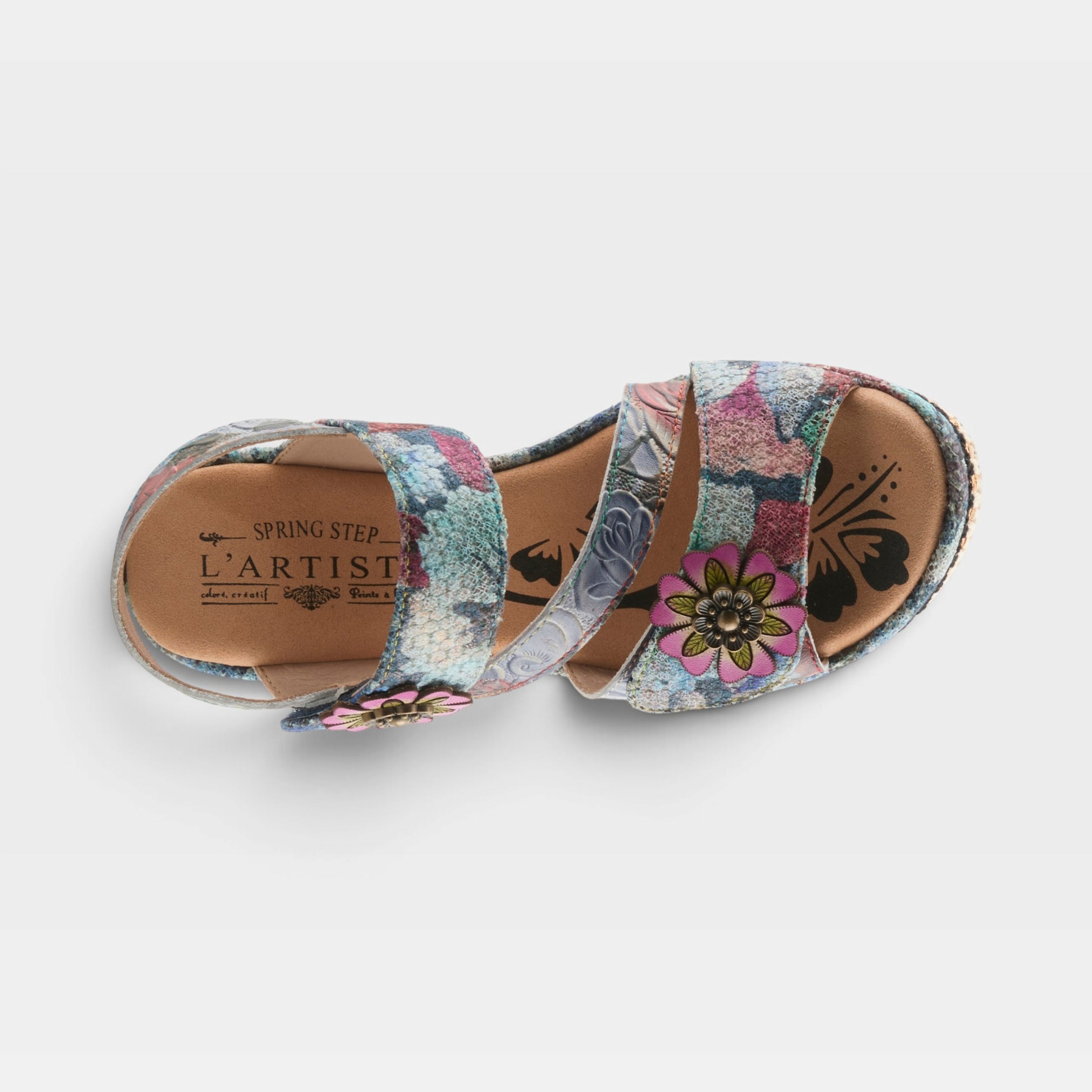 L'Artiste Blissful sandals in Navy Multi, top view
