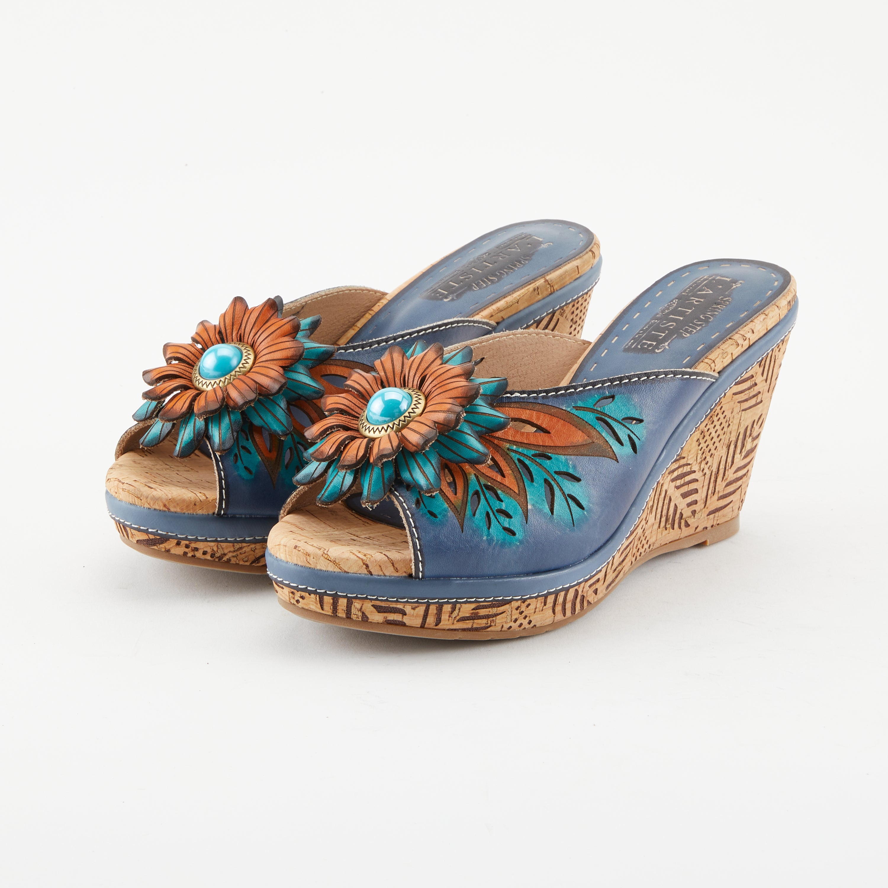 L'Artiste L'ARTISTE BLOOM SLIDE SANDALS sandal in mango multi with handcrafted leather design