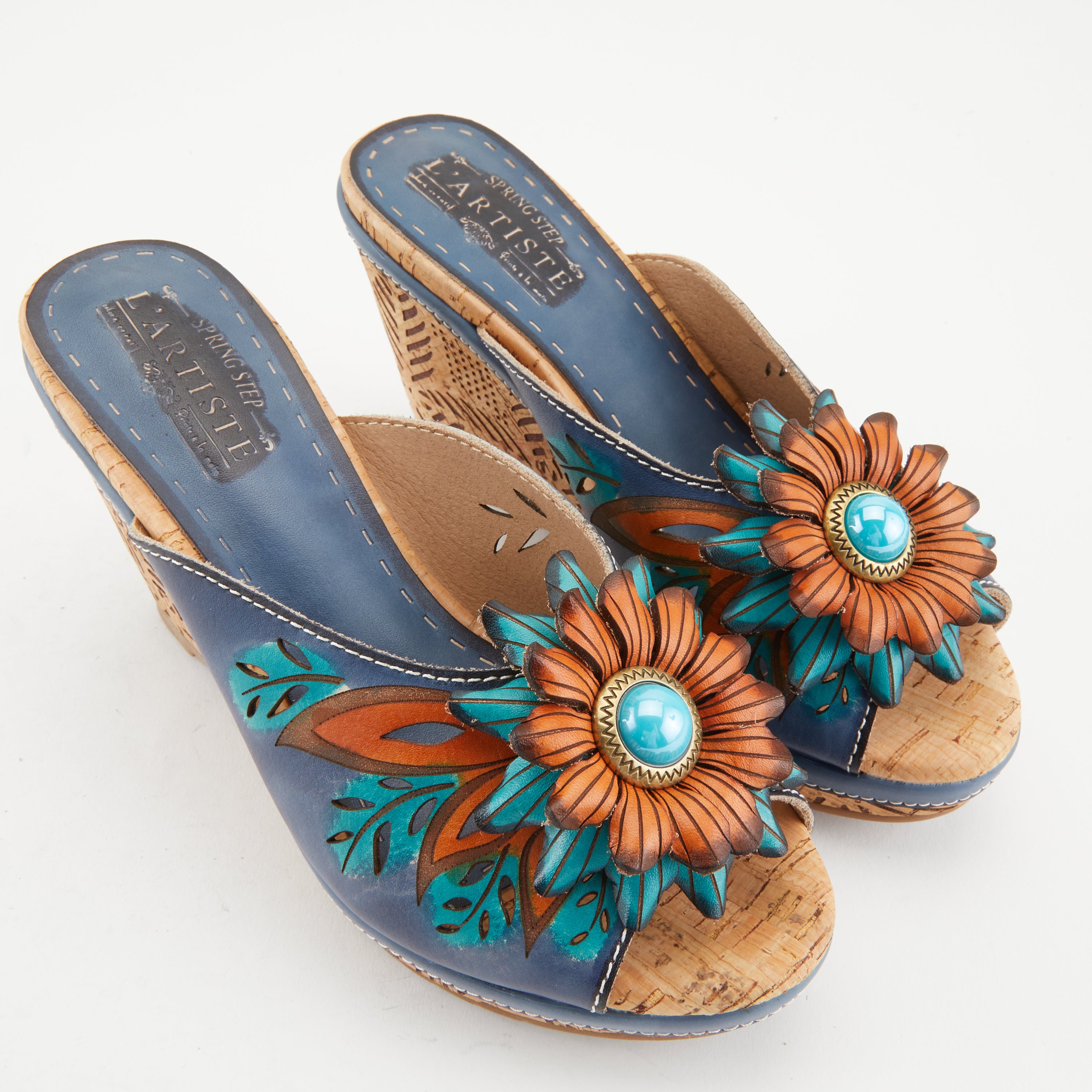 L'Artiste L'ARTISTE BLOOM SLIDE SANDALS sandal in mango multi with handcrafted leather design