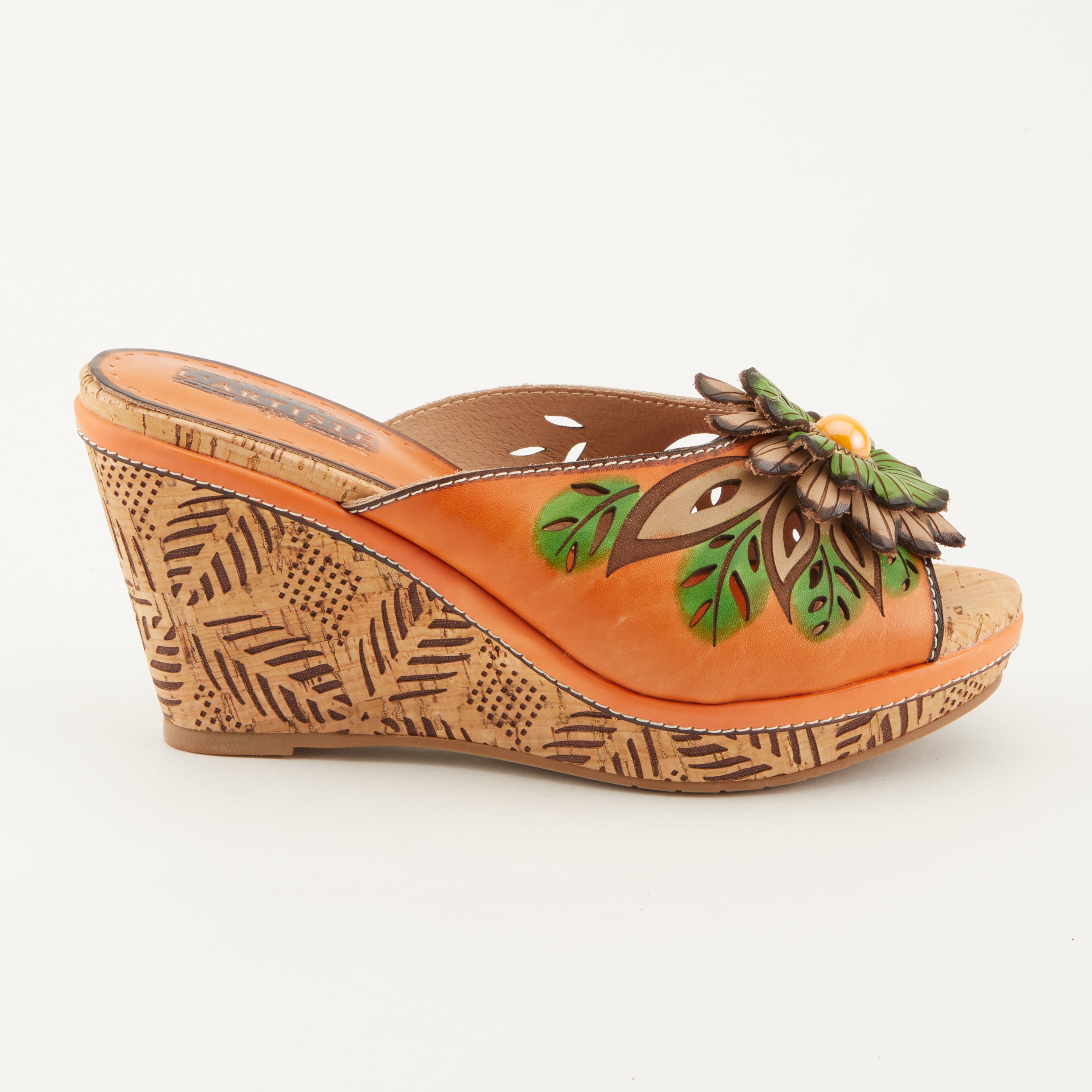 L'Artiste L'ARTISTE BLOOM SLIDE SANDALS sandal in mango multi with handcrafted leather design