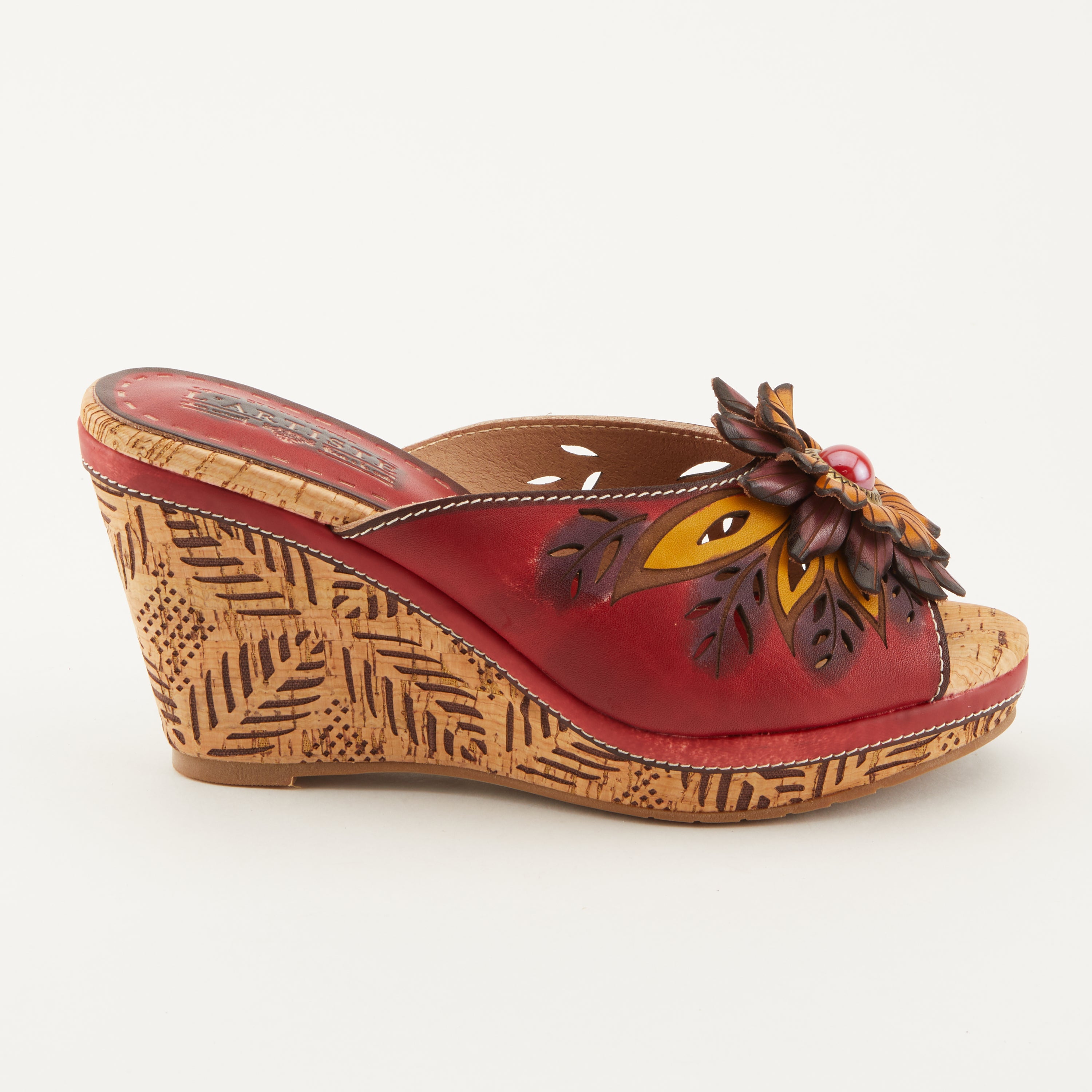 L'Artiste L'ARTISTE BLOOM SLIDE SANDALS sandal in blue multi with handcrafted leather design