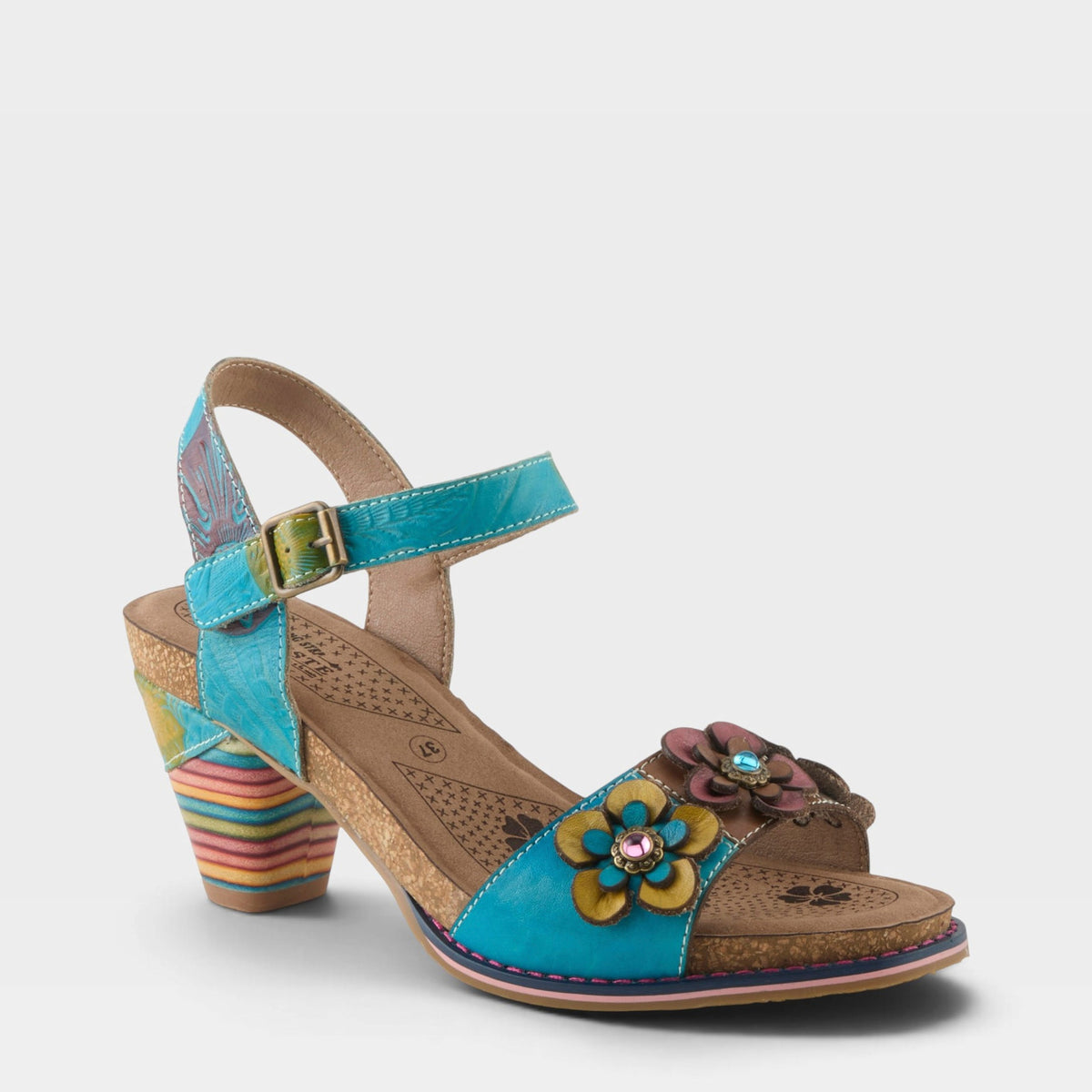 L'Artiste L'ARTISTE BLUESKY SANDALS sandal in turquoise multi with handcrafted leather design