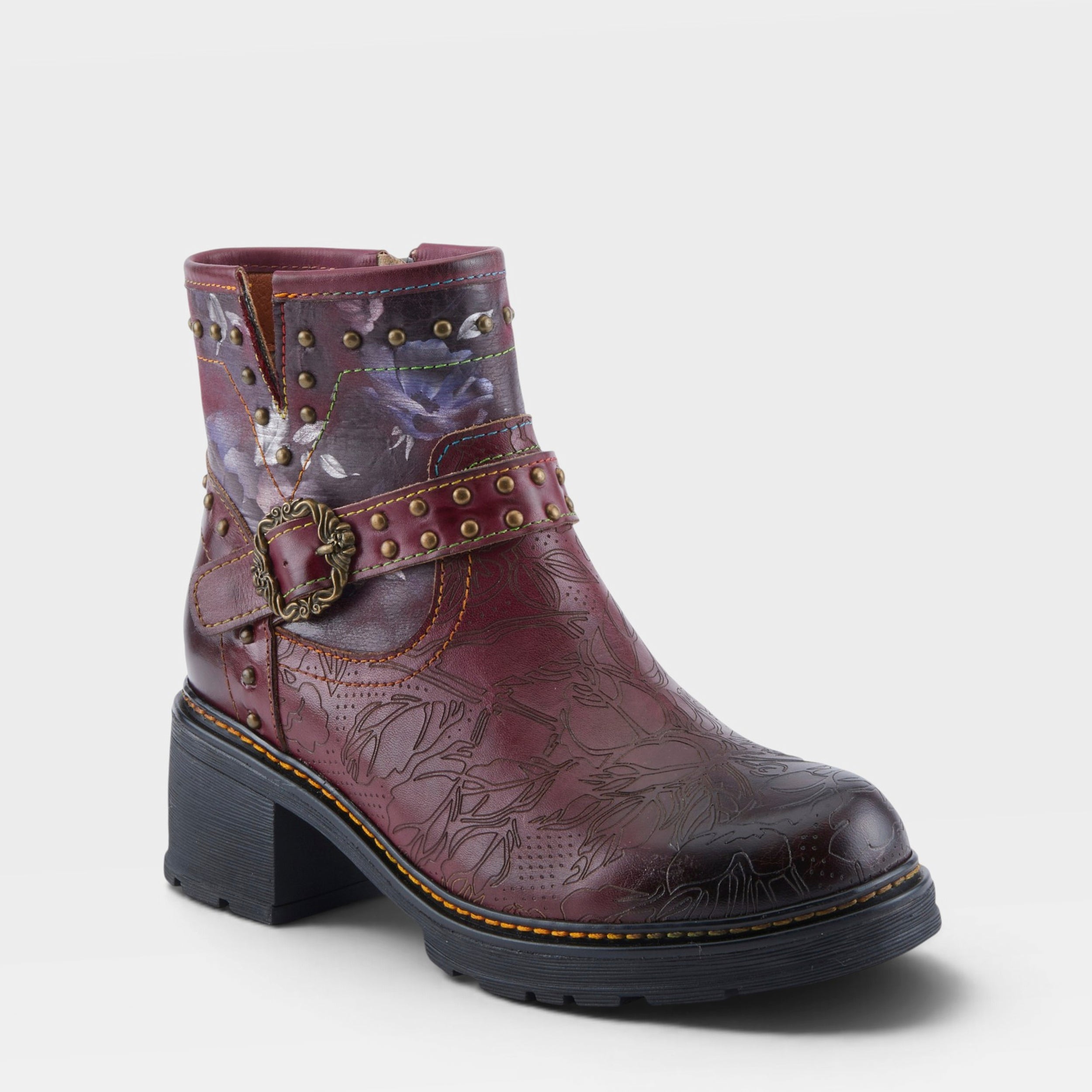 L'Artiste BRANCHOUT BOOTS in BORDEAUX MULTI, front view