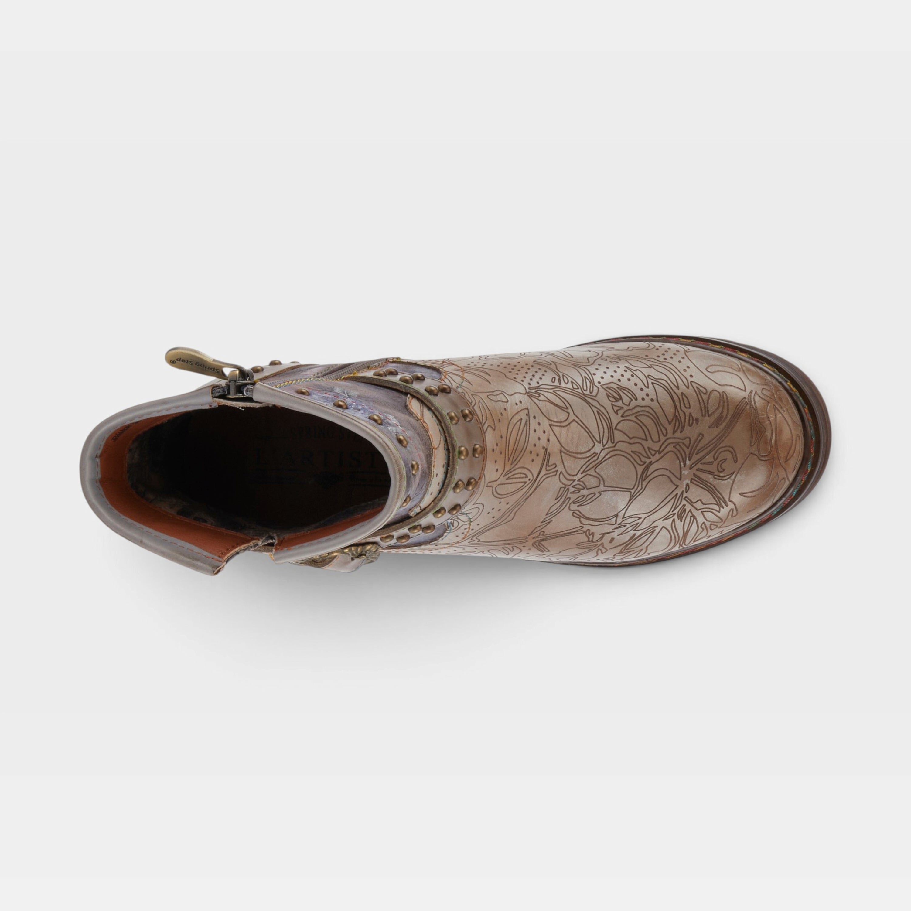 L'Artiste Branchout boots in Grey Multi, top view