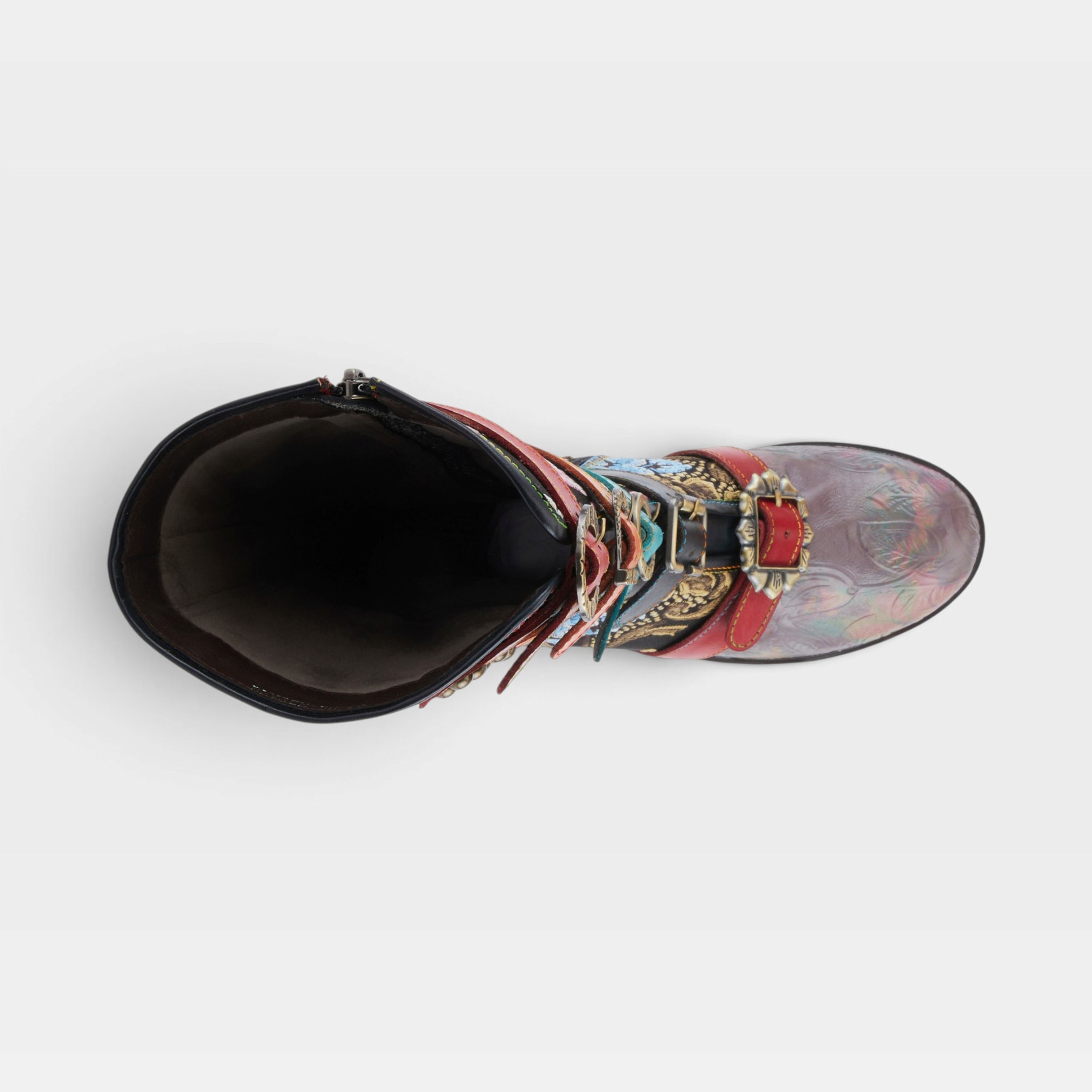 L'Artiste Brazen boots in Grey Multi, top view