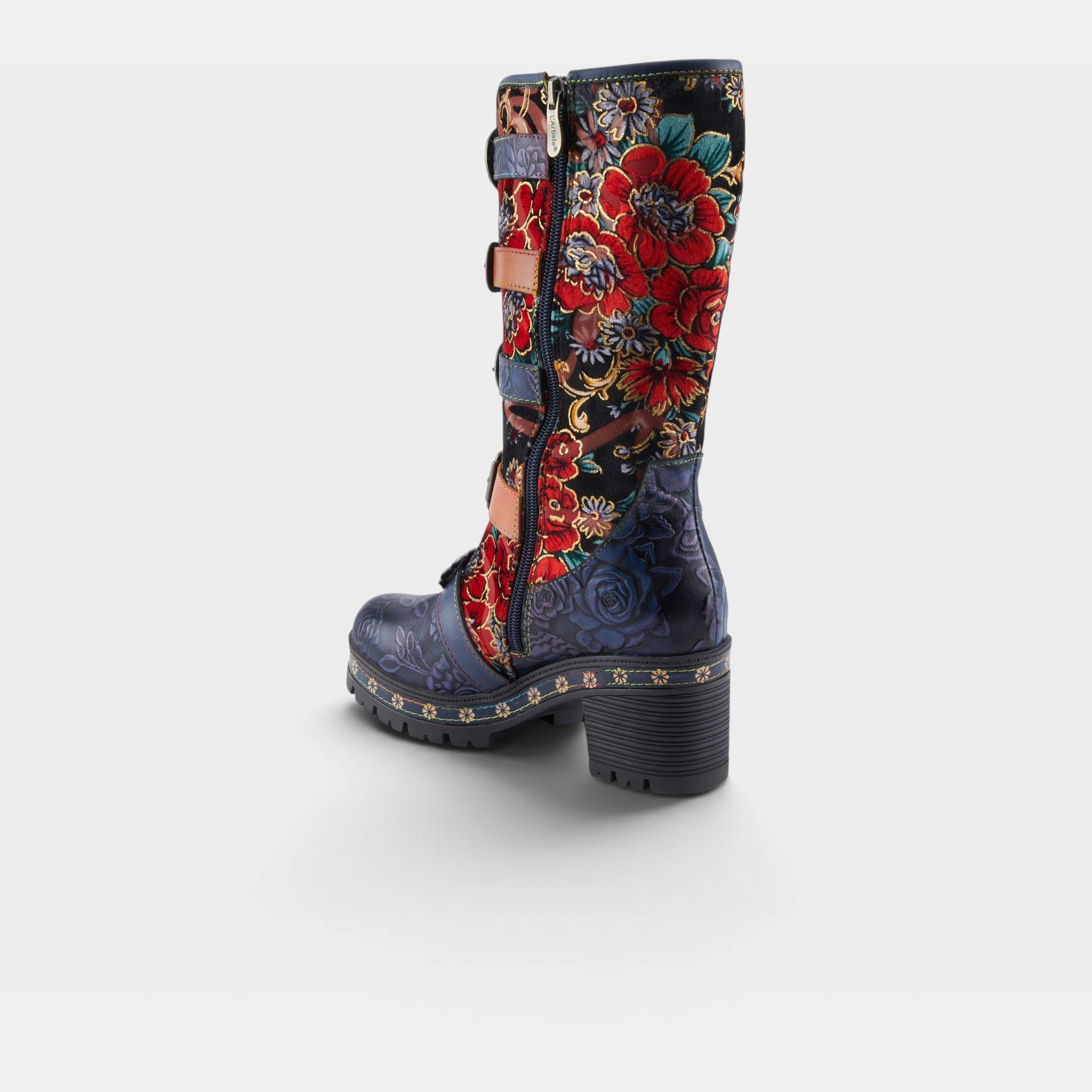 L'Artiste Brazen boots in Navy Multi, alternate angle view