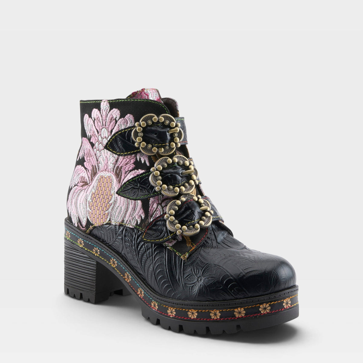 L'Artiste BRAZZA BOOTS in BLACK MULTI, front view
