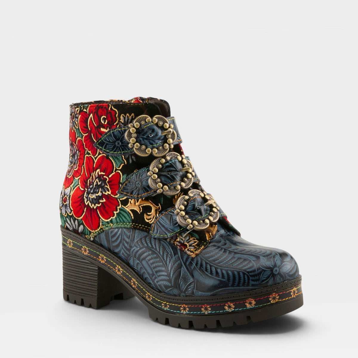 L'Artiste BRAZZA BOOTS in NAVY MULTI, front view