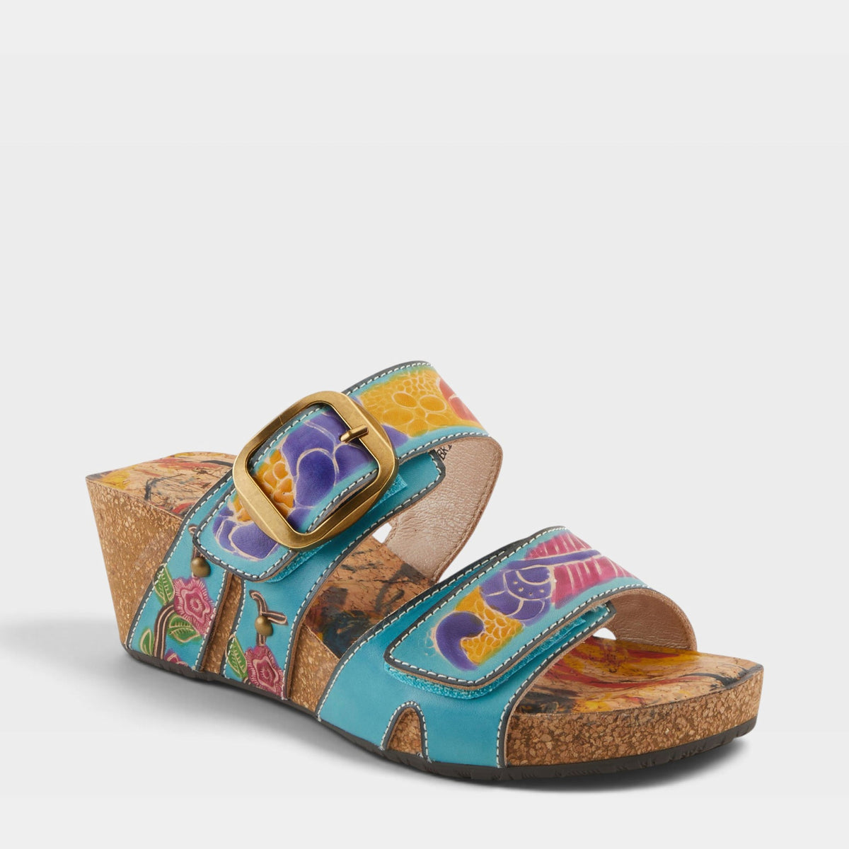 L'Artiste BRISEIS SANDALS in TURQUOISE MULTI, front view