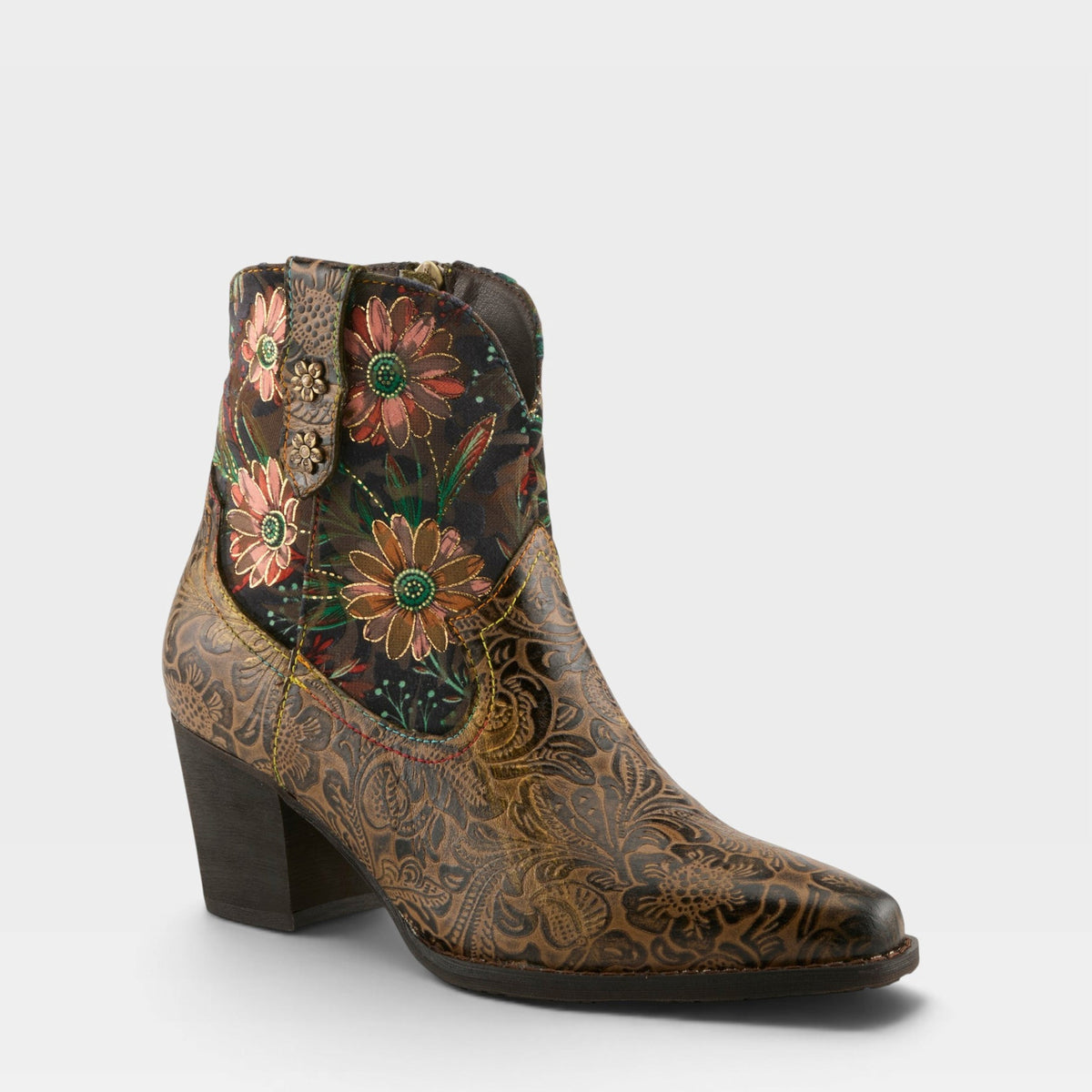 L'Artiste BRYDIE BOOTS in OLIVE MULTI, front view