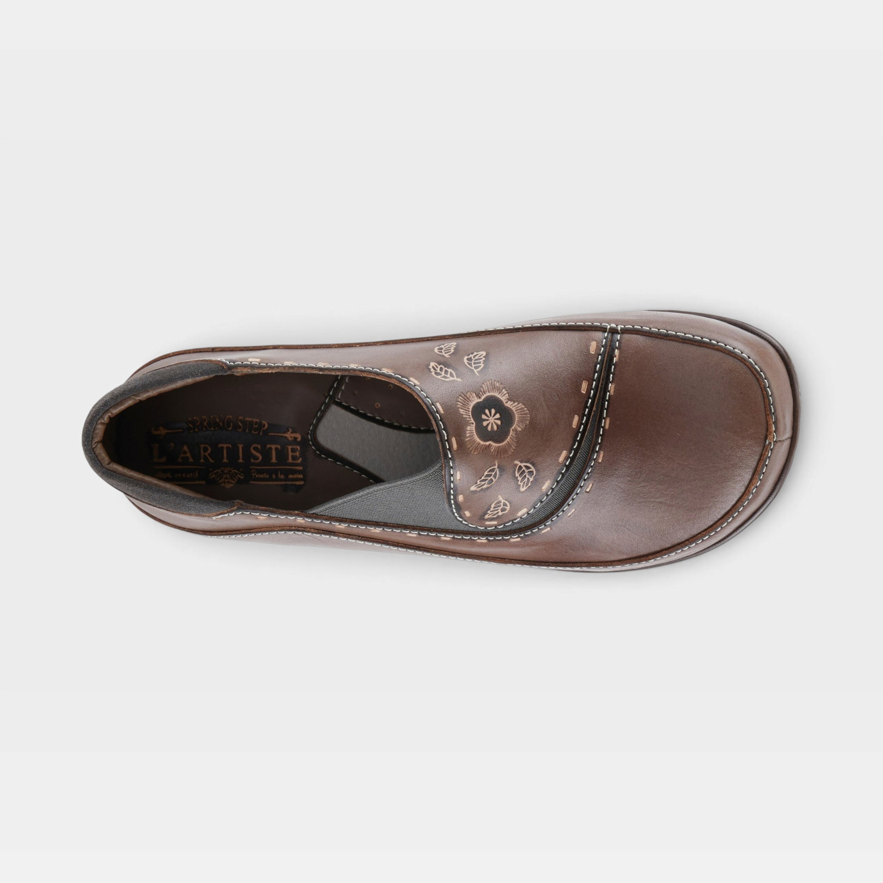 L'Artiste Burbank clogs in Grey, top view