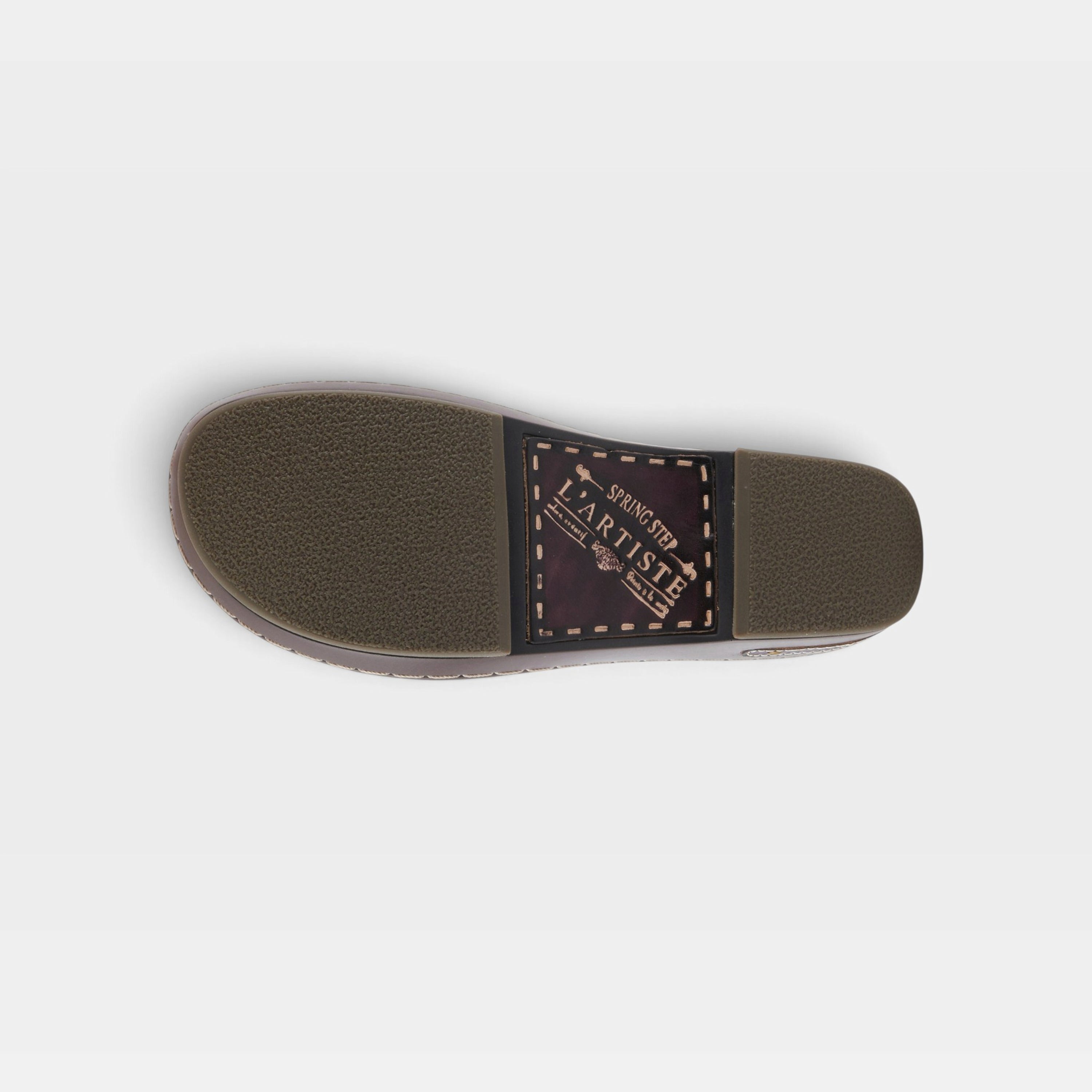 L'Artiste Burbank clogs in Purple, outsole view