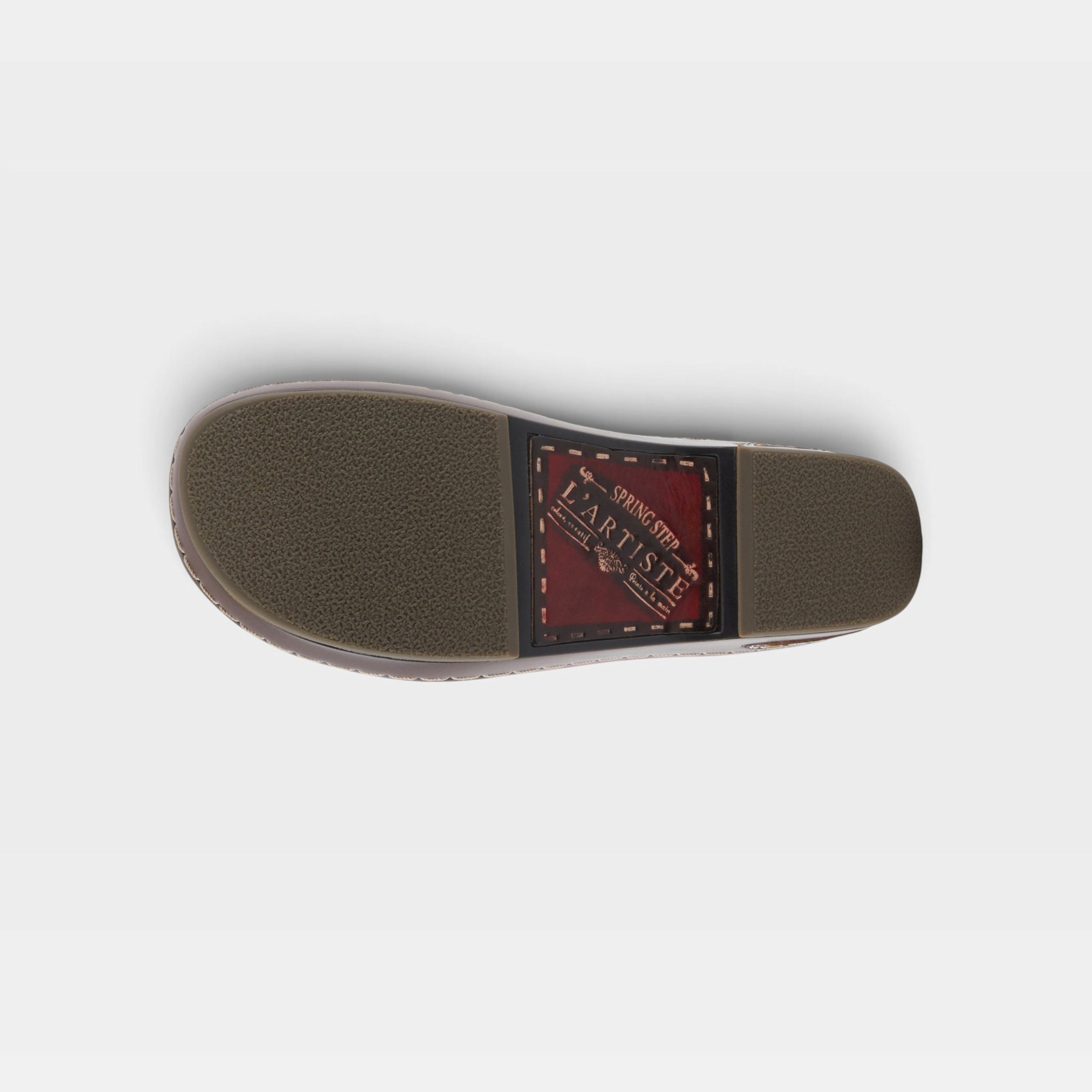 L'Artiste Burbank clogs in Red, outsole view