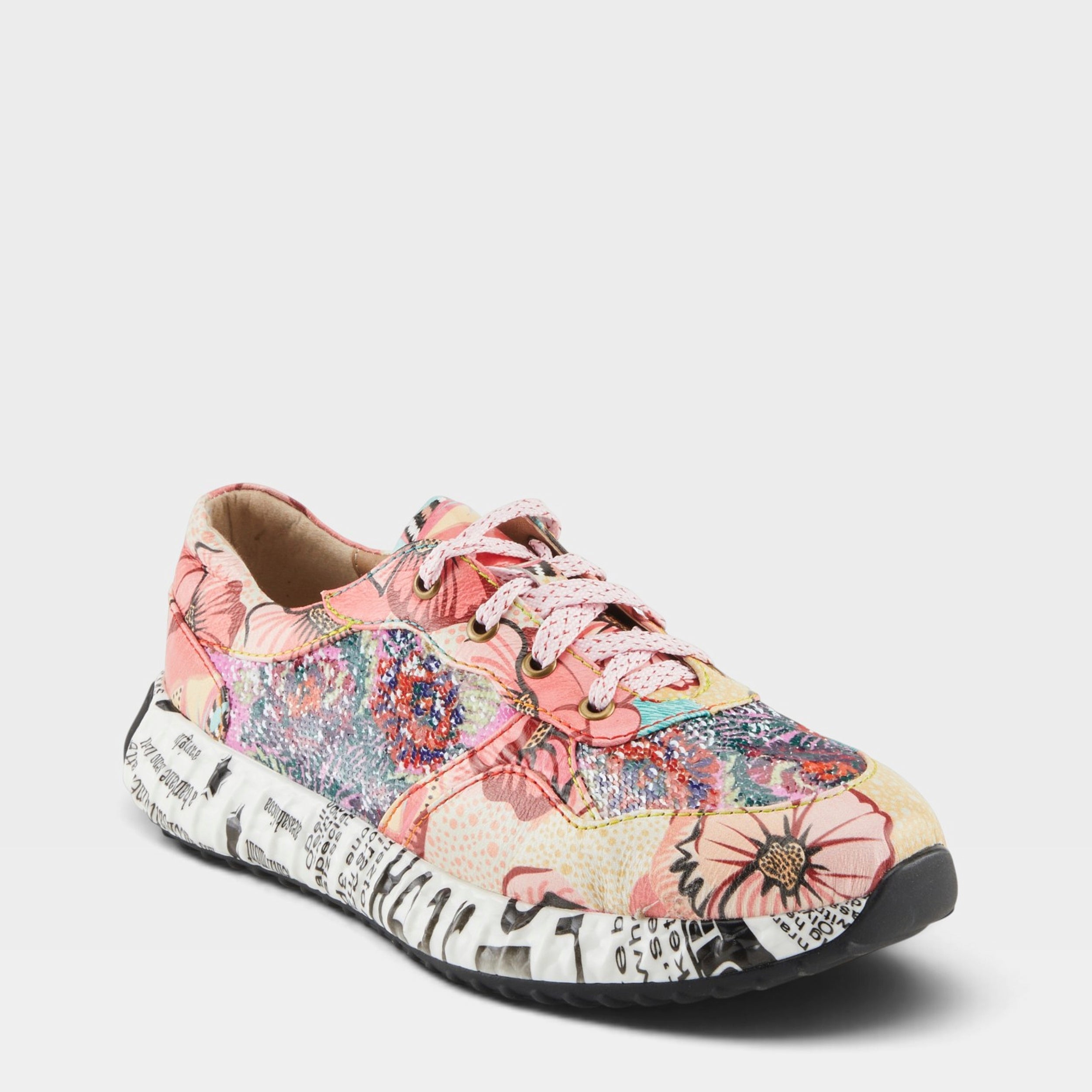 L'Artiste CABARET SNEAKERS in PINK MULTI, front view