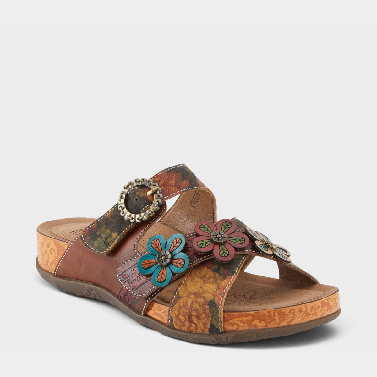 L'Artiste CAELANA SANDALS in BROWN MULTI, front view
