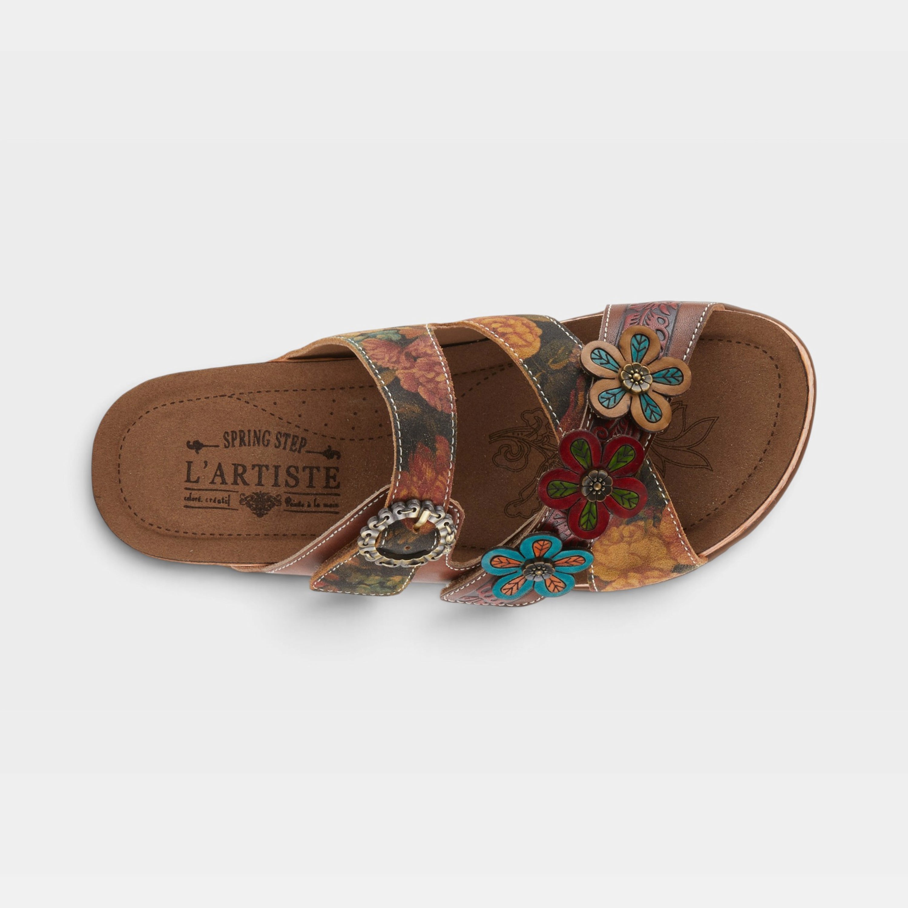 L'Artiste Caelana sandals in Brown Multi, top view