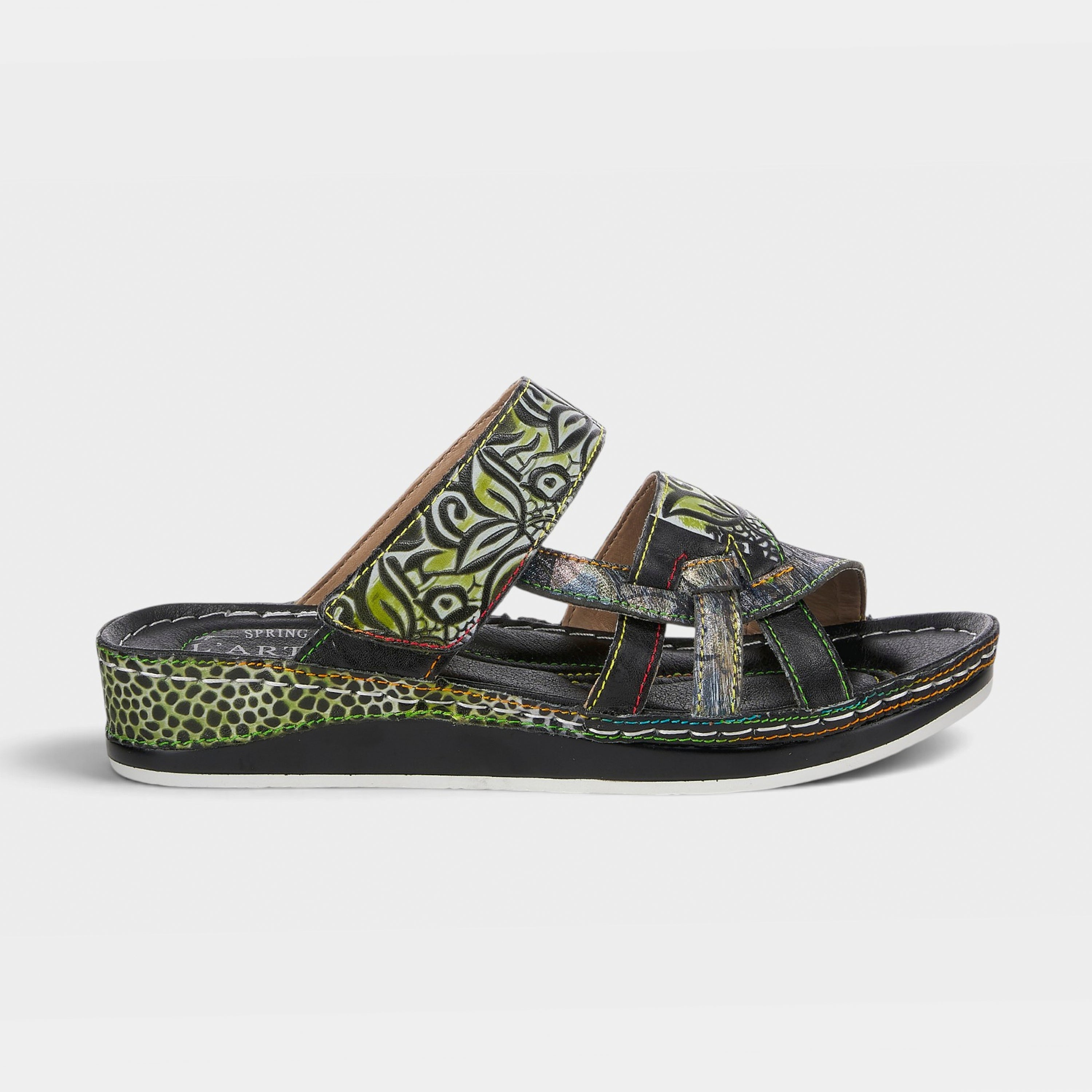 L'Artiste Caiman slide sandals in Black Multi, hero view