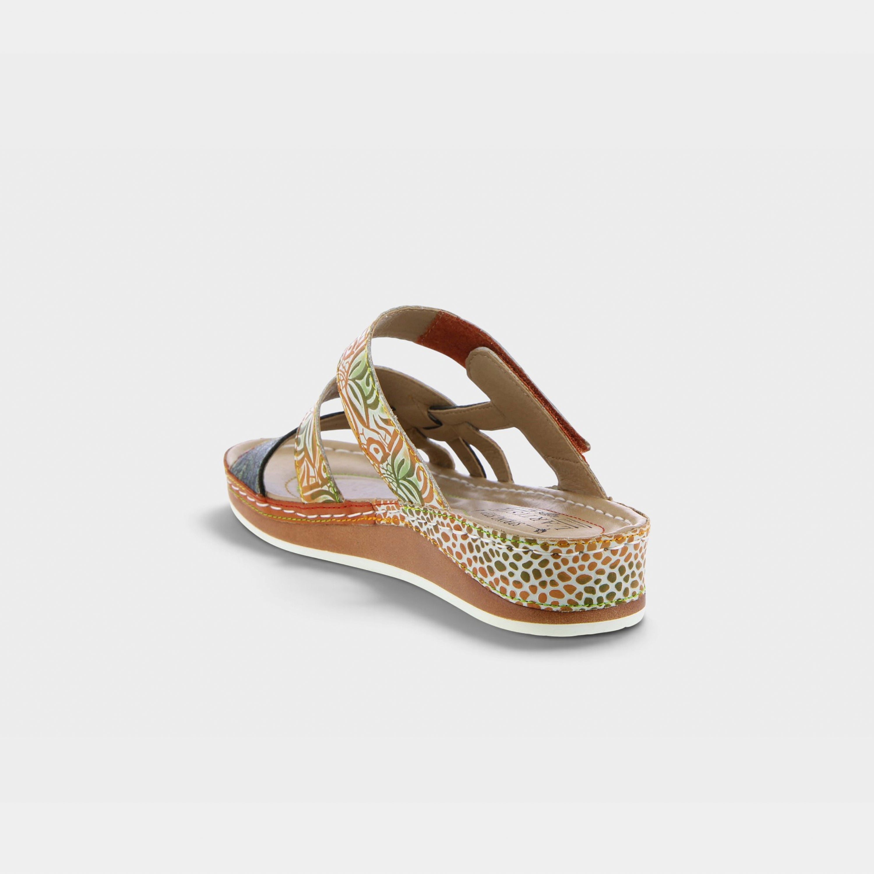 L'Artiste Caiman slide sandals in Camel Multi, alternate angle view