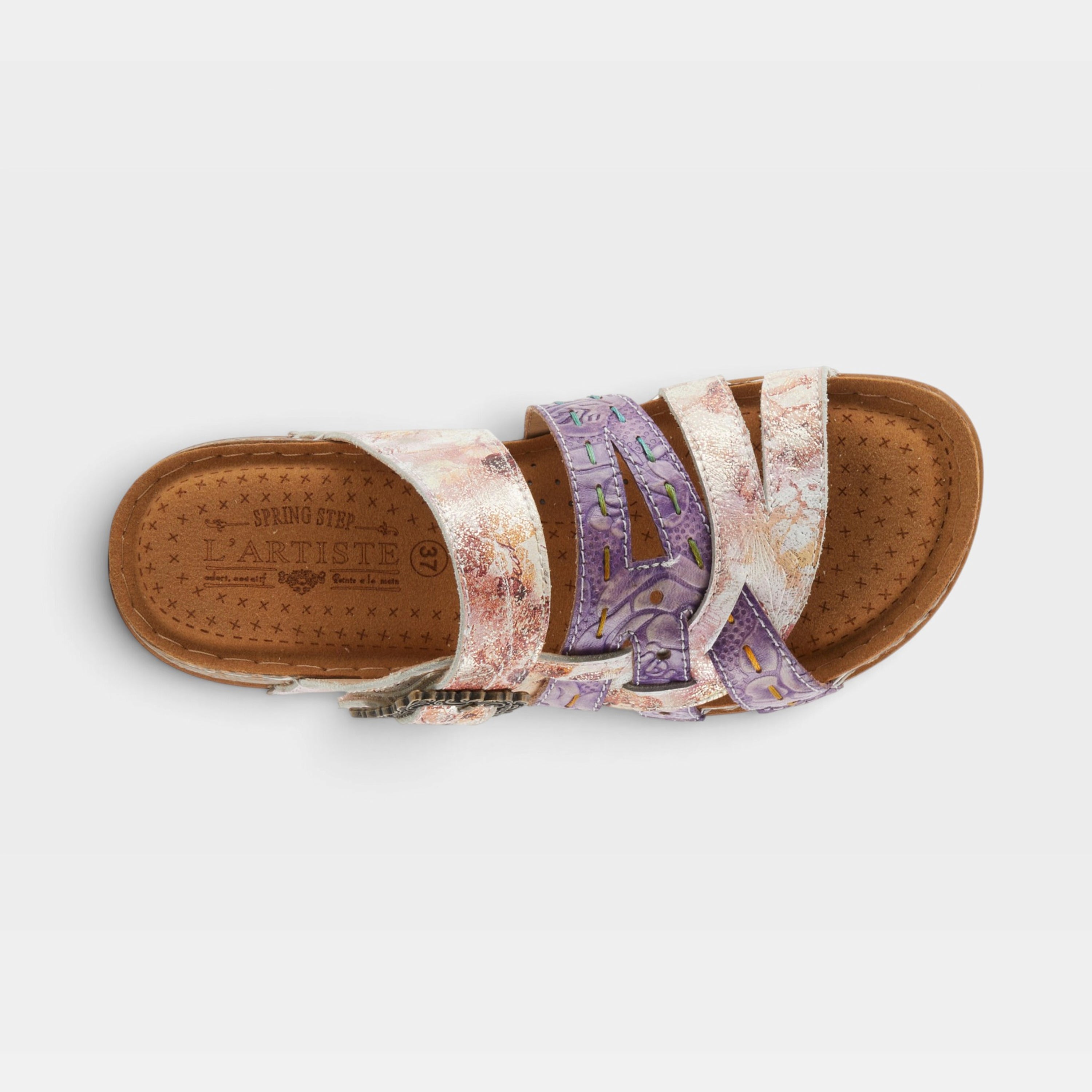 L'Artiste Calamityjay sandals in Purple Multi, top view