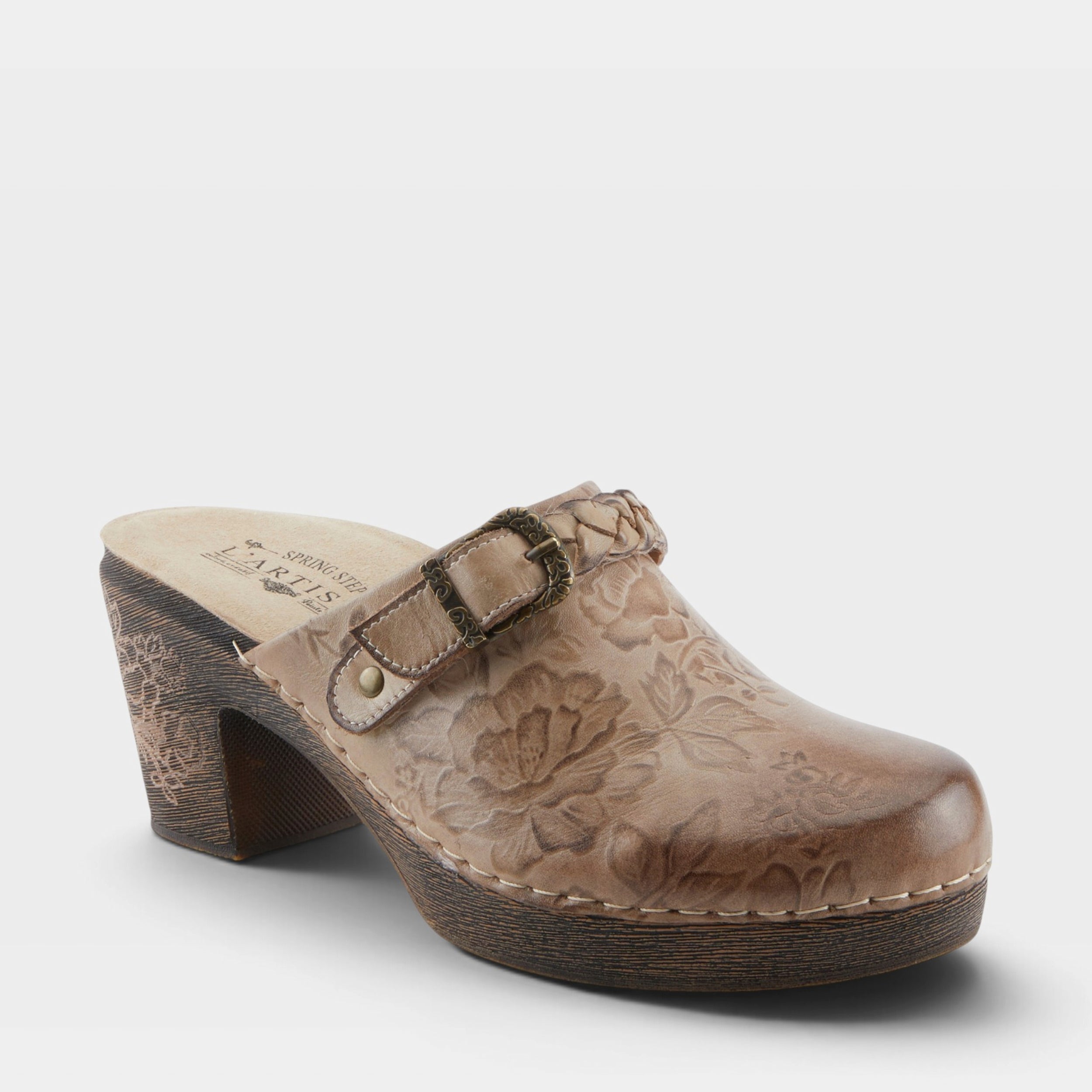 L'Artiste CALLIROE CLOGS in BEIGE MULTI, front view