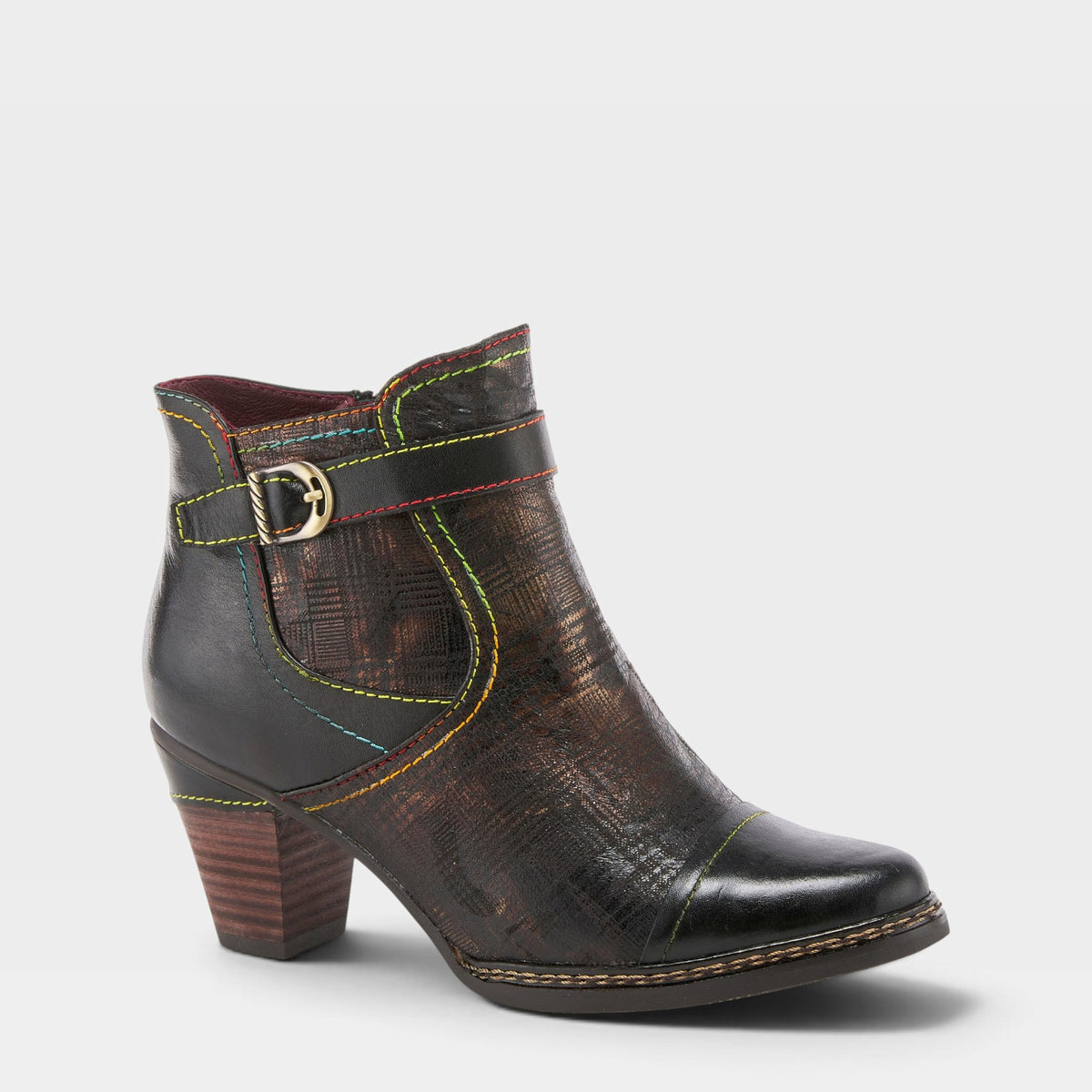 L'Artiste CAPTIVATE BOOTIES in BLACK MULTI, front view