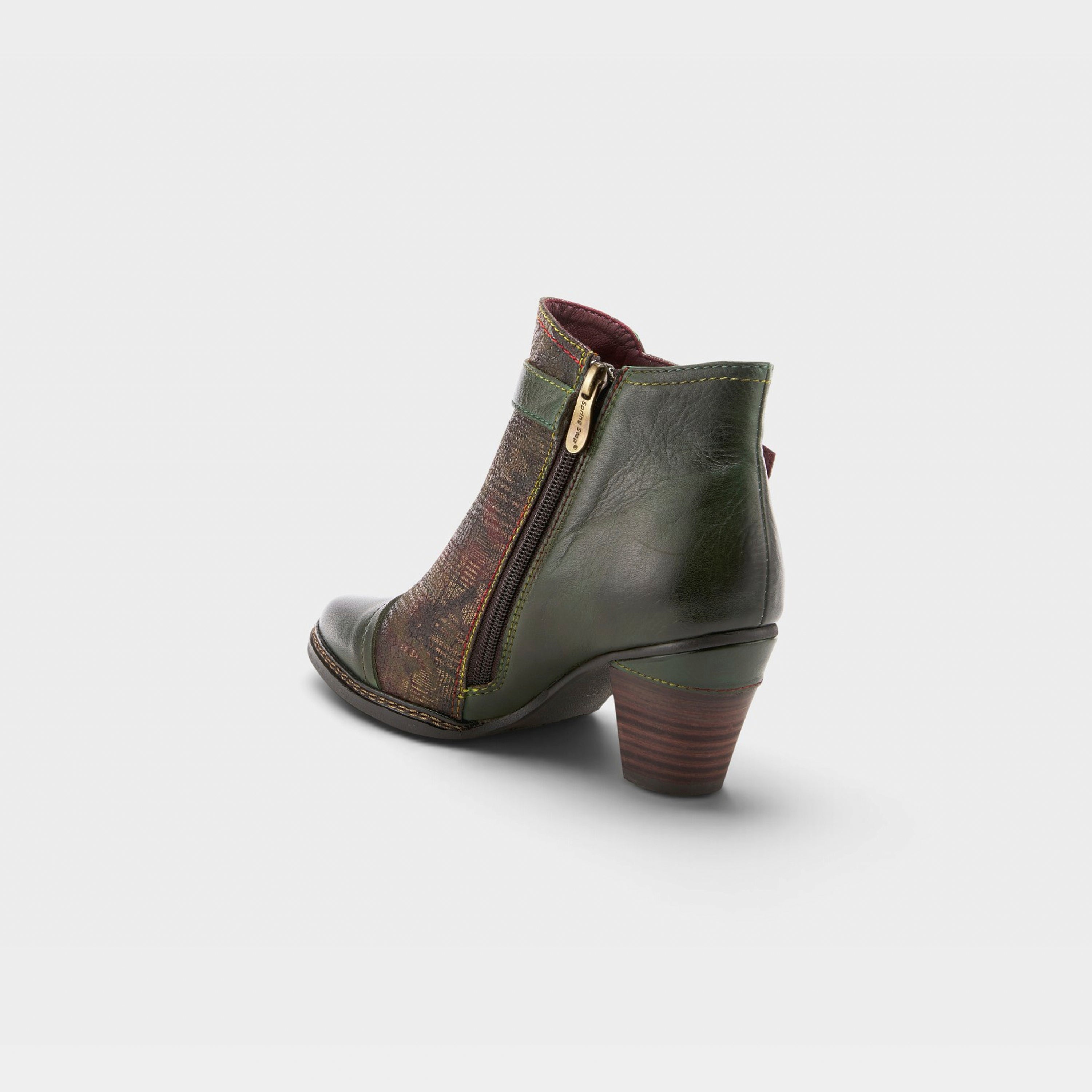 L'Artiste Captivate booties in Olive Multi, alternate angle view