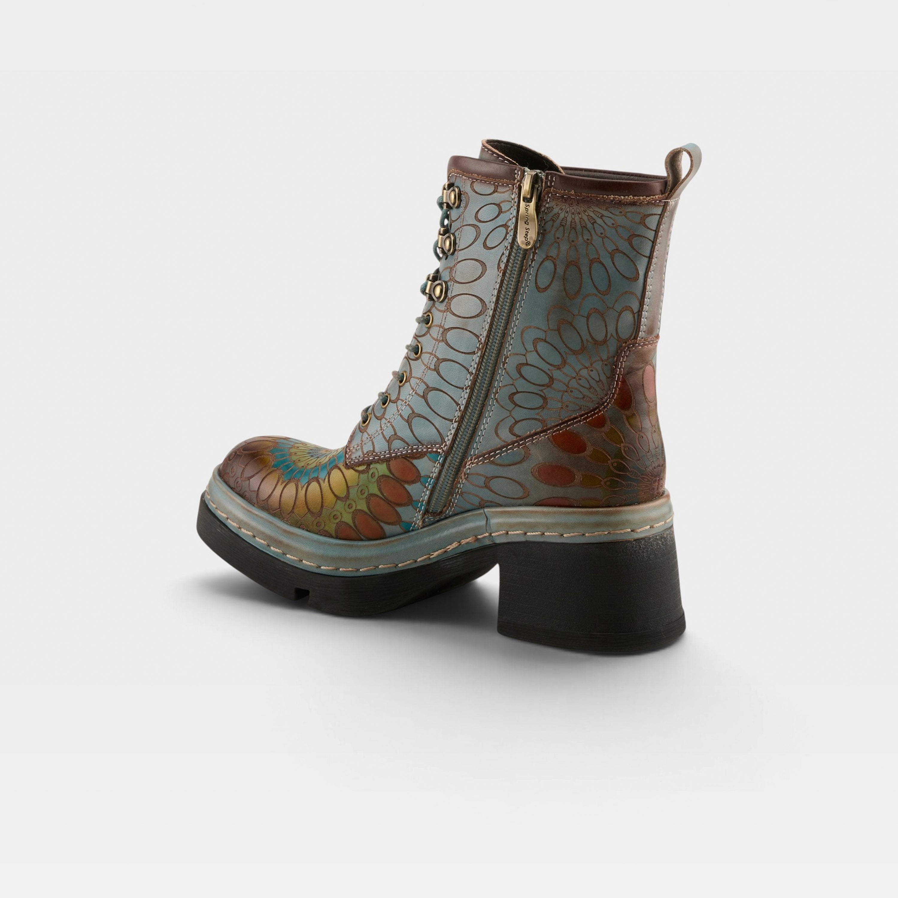L'Artiste Carnivale boots in Blue Multi, alternate angle view