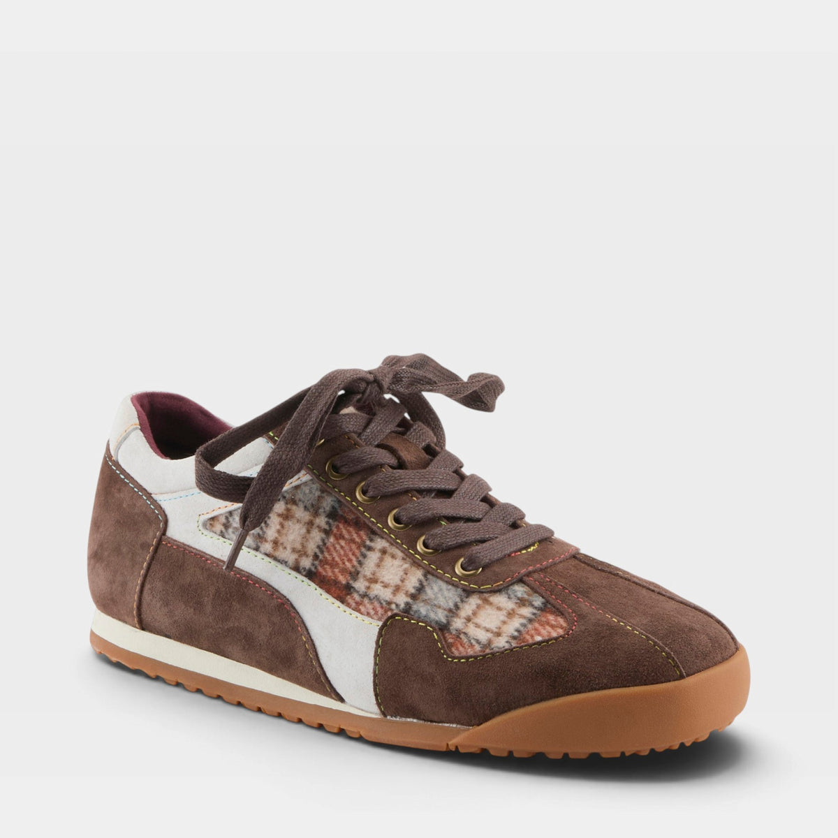 L'Artiste CARPEDIEM SNEAKER SHOE in BROWN MULTI SUEDE, front view