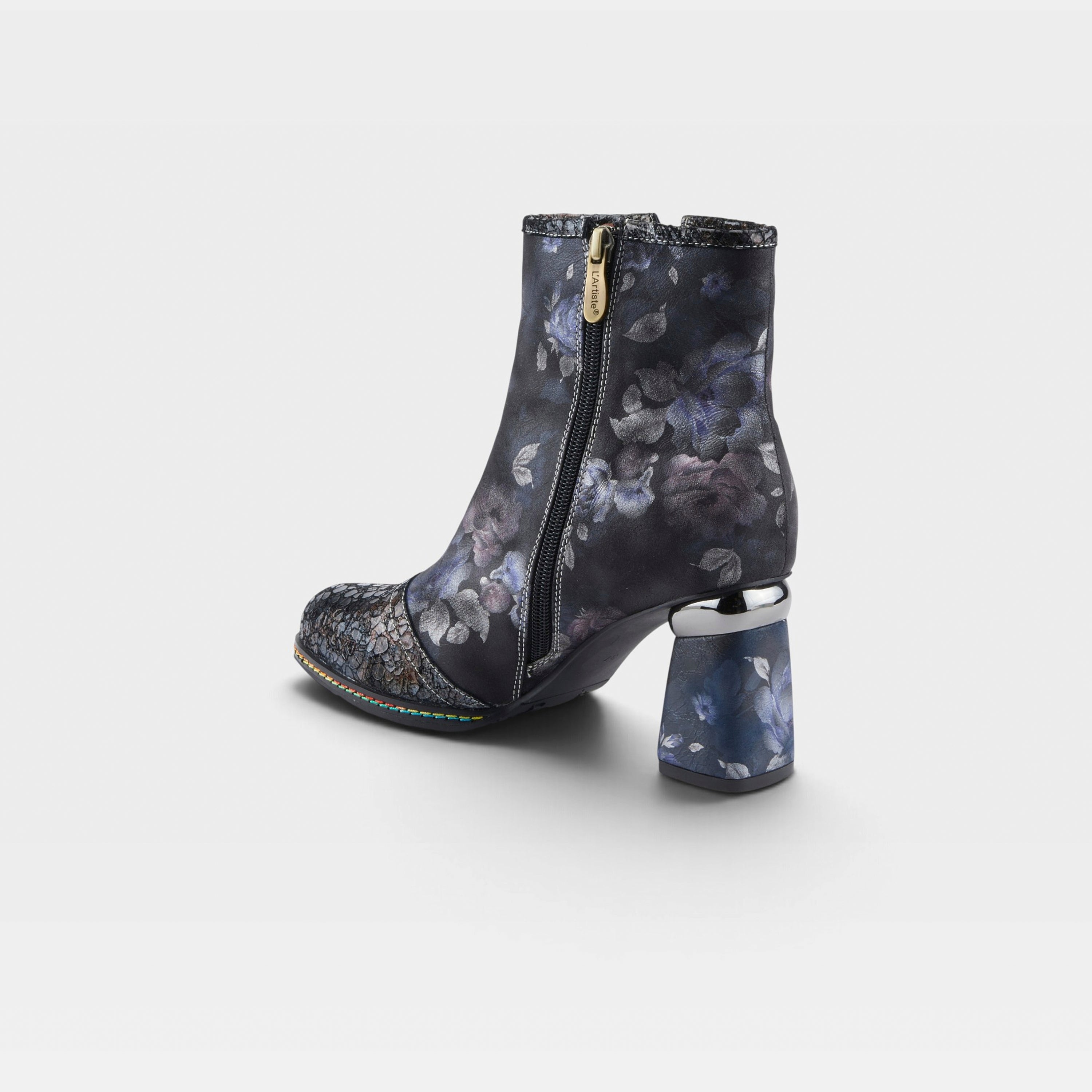 L'Artiste Carre boots in Black Multi, alternate angle view