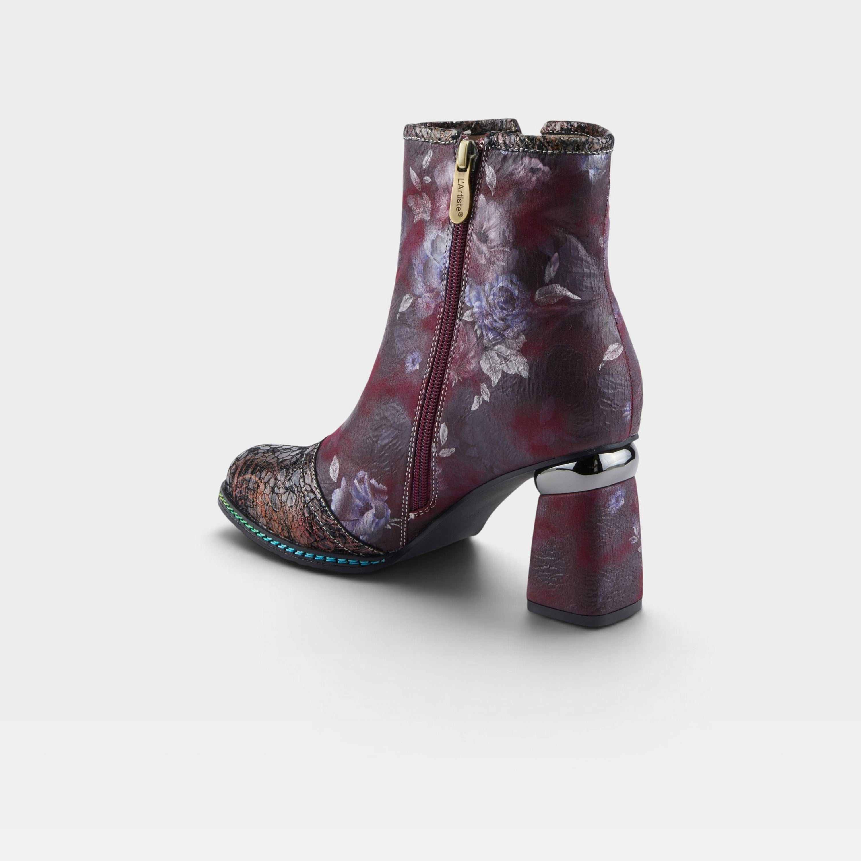L'Artiste Carre boots in Plum Multi, alternate angle view