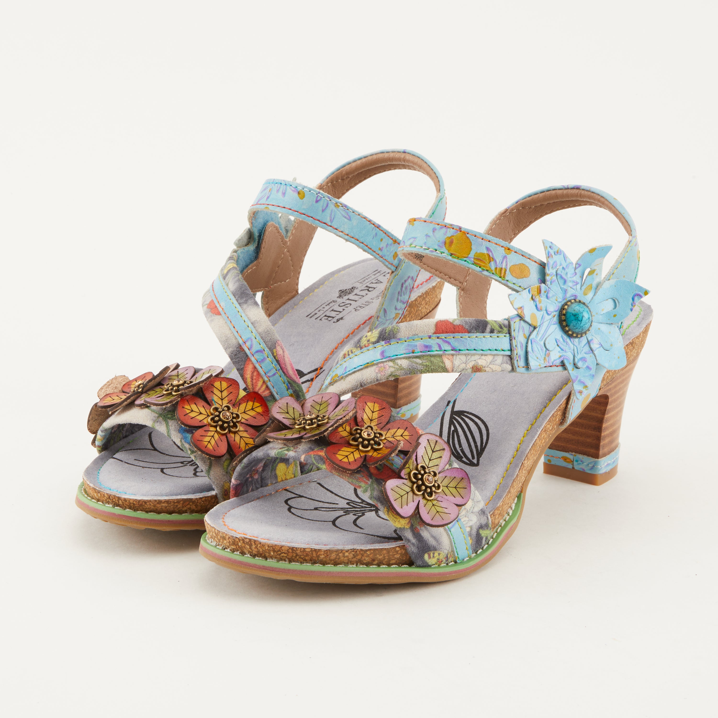 L'Artiste L'ARTISTE CHAGELL SANDALS sandal in blue multi with handcrafted leather design