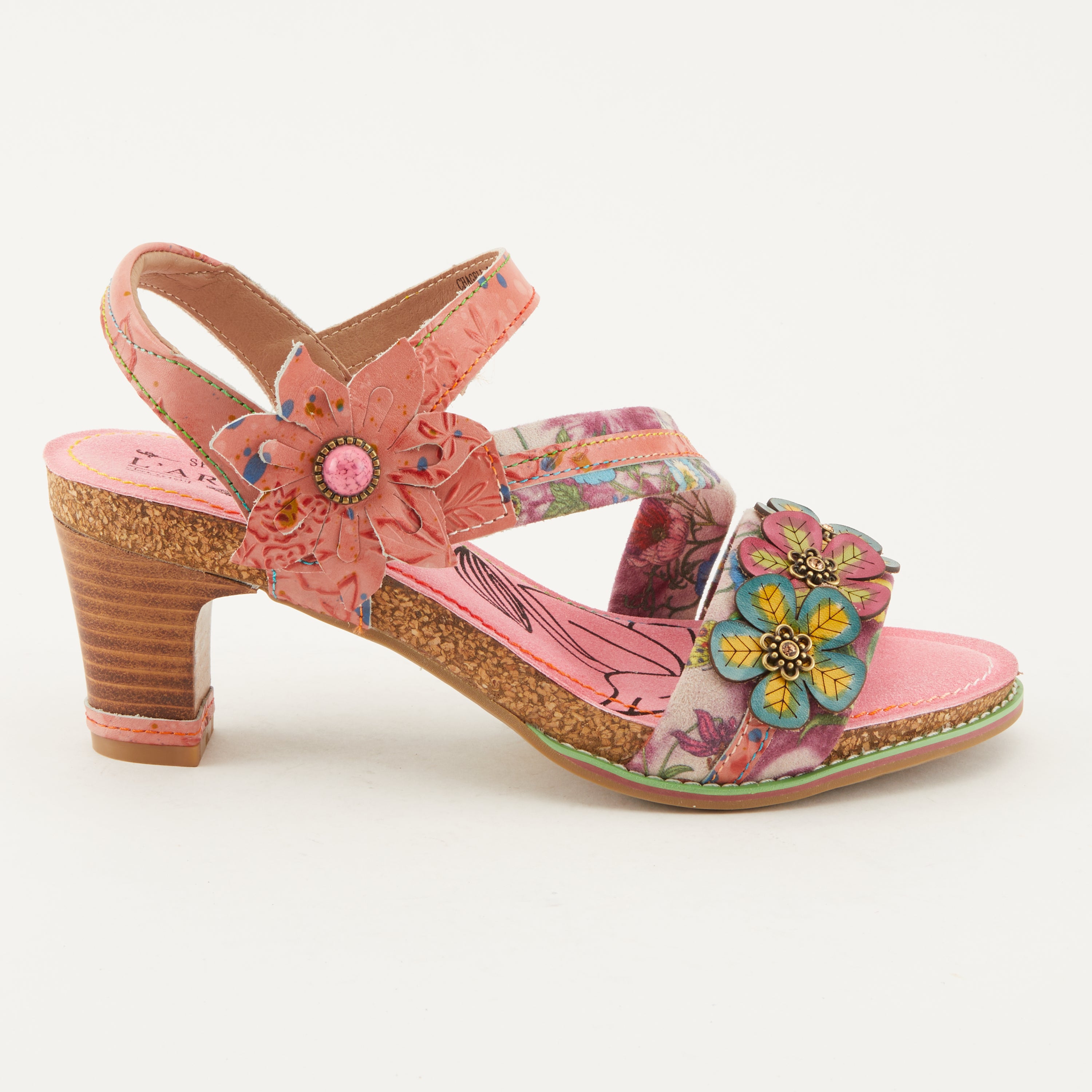 L'Artiste L'ARTISTE CHAGELL SANDALS sandal in pink multi with handcrafted leather design