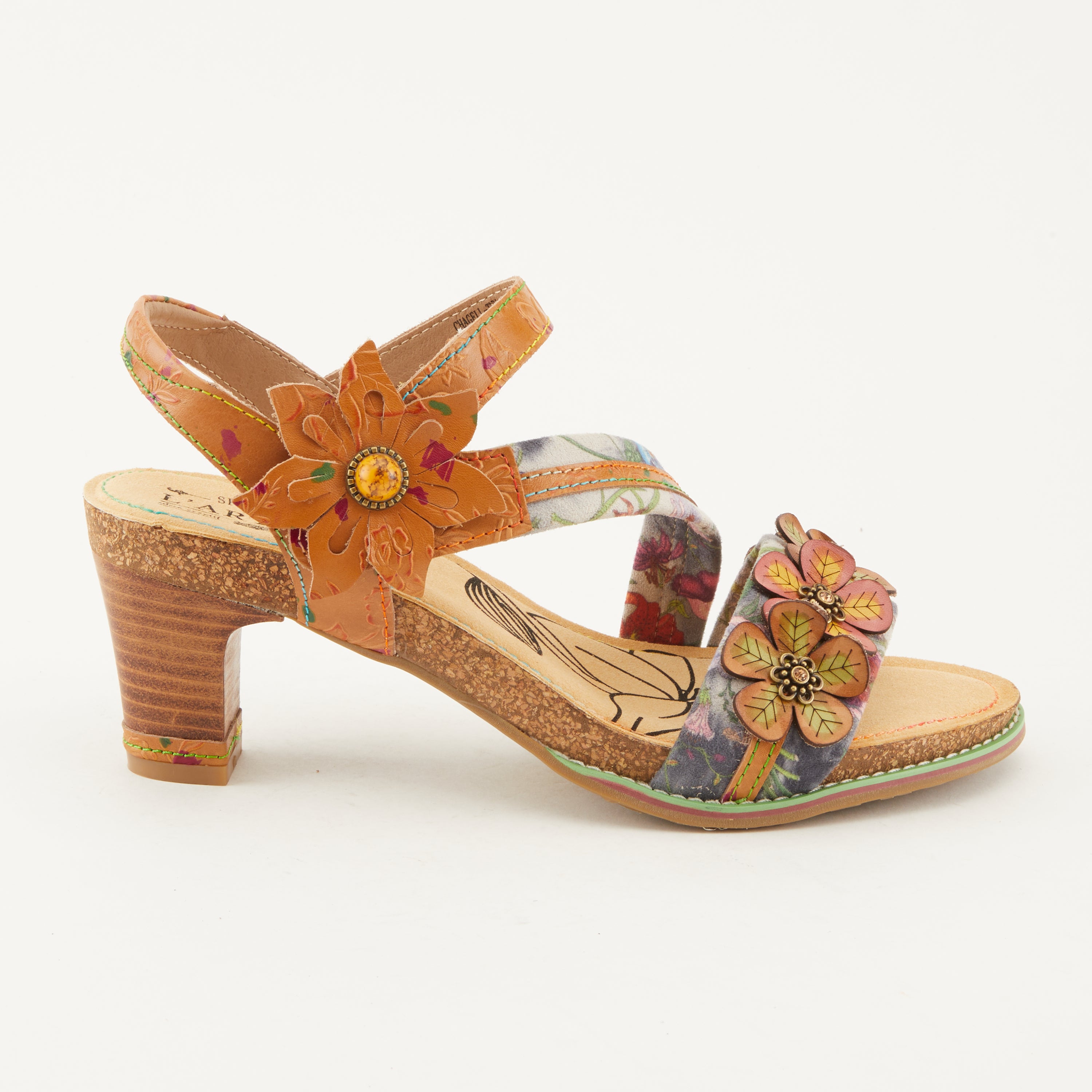 L'Artiste L'ARTISTE CHAGELL SANDALS sandal in pink multi with handcrafted leather design