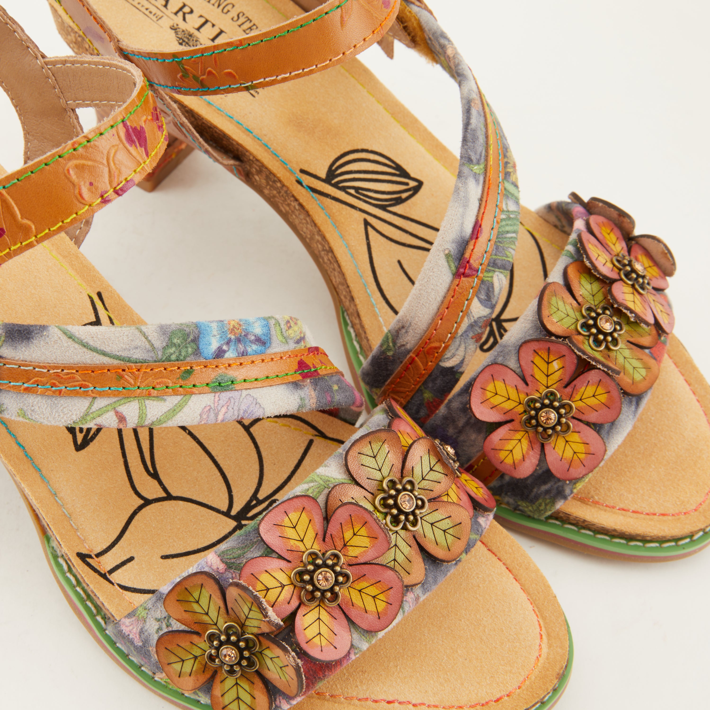 L'Artiste L'ARTISTE CHAGELL SANDALS sandal in pink multi with handcrafted leather design