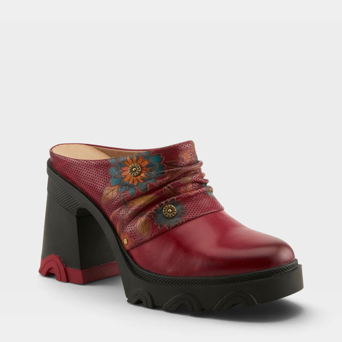 L'Artiste CHEMISTRY SHOES in DARK RED MULTI, front view