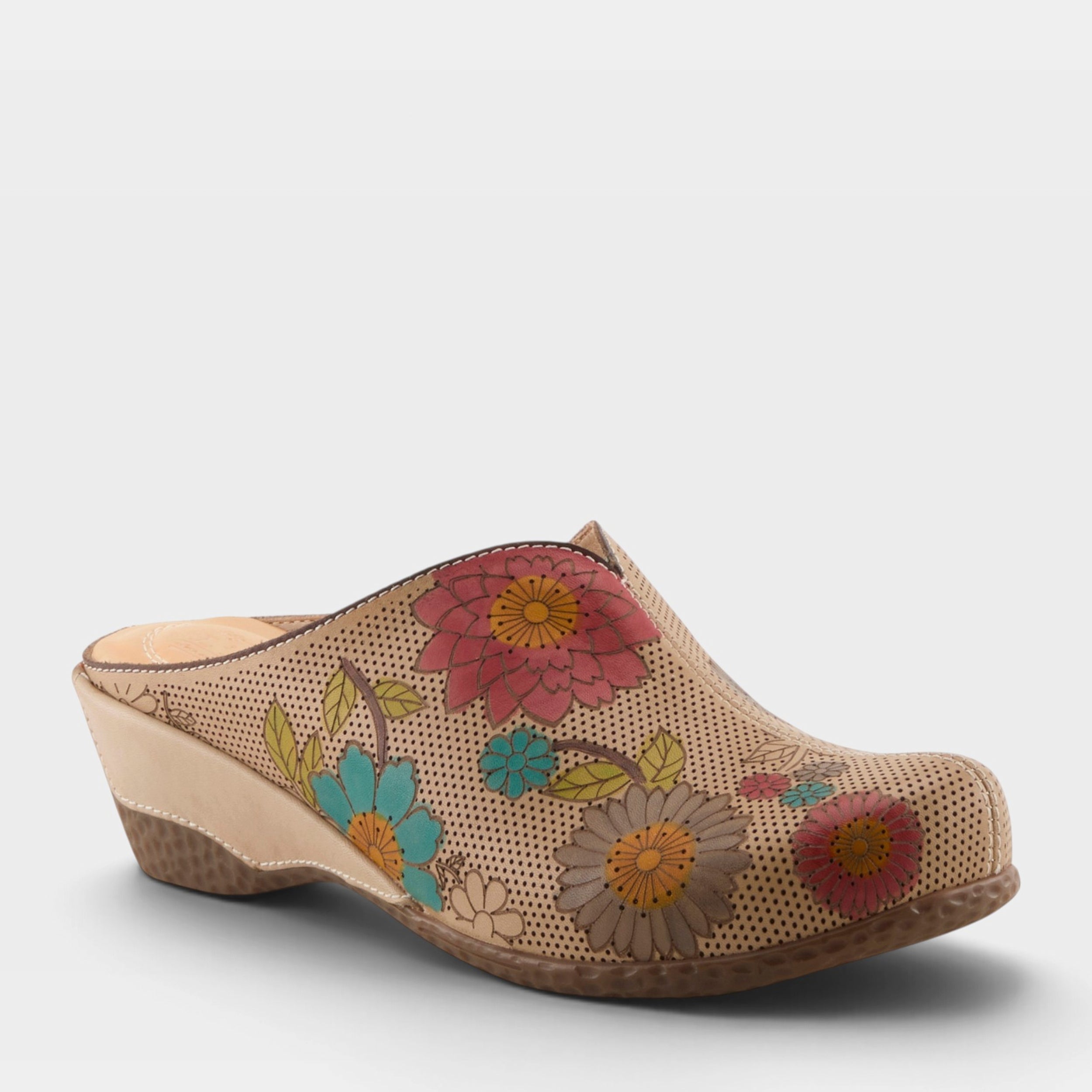 L'Artiste CHIENTI CLOGS in BEIGE MULTI, front view