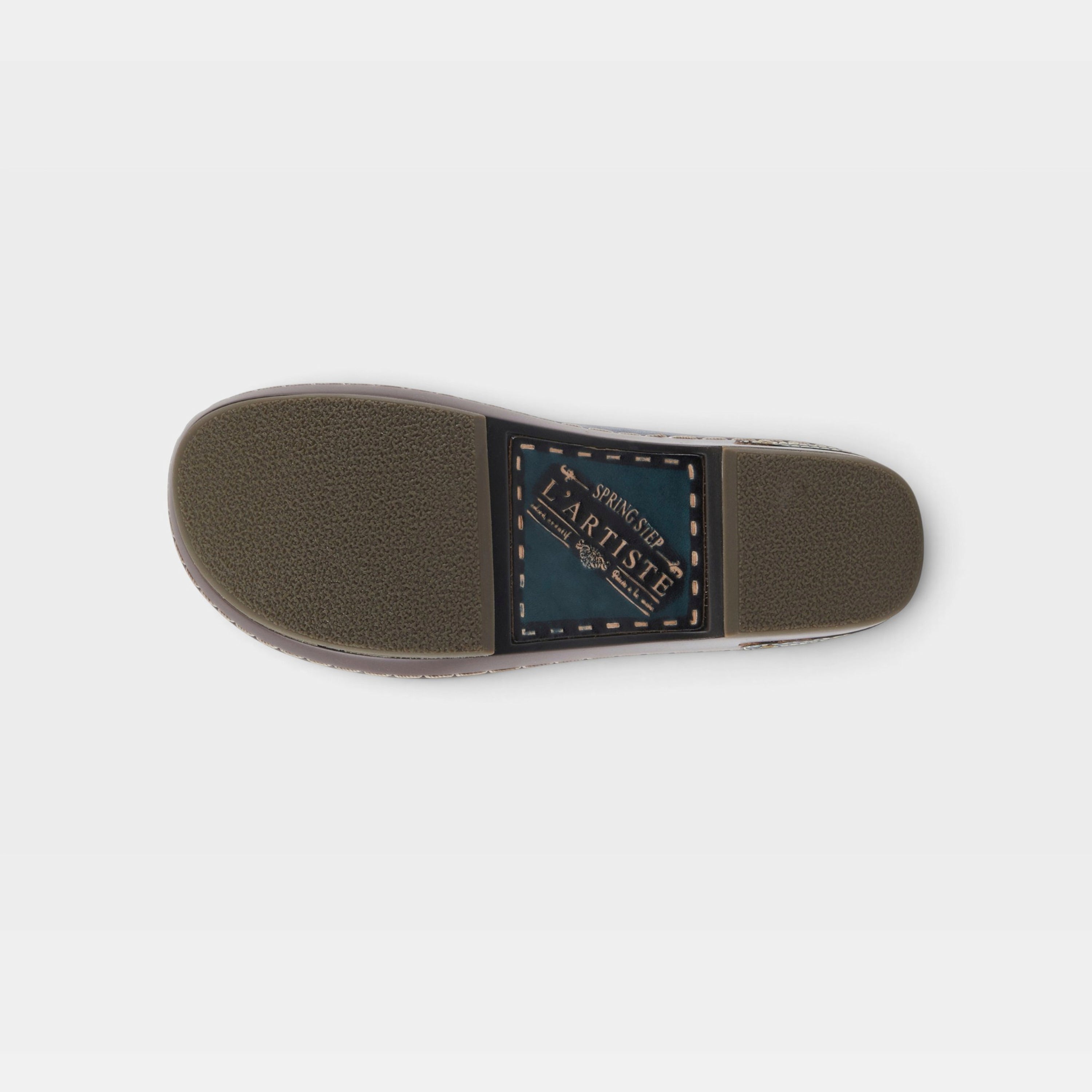 L'Artiste Chino clogs in Navy, outsole view