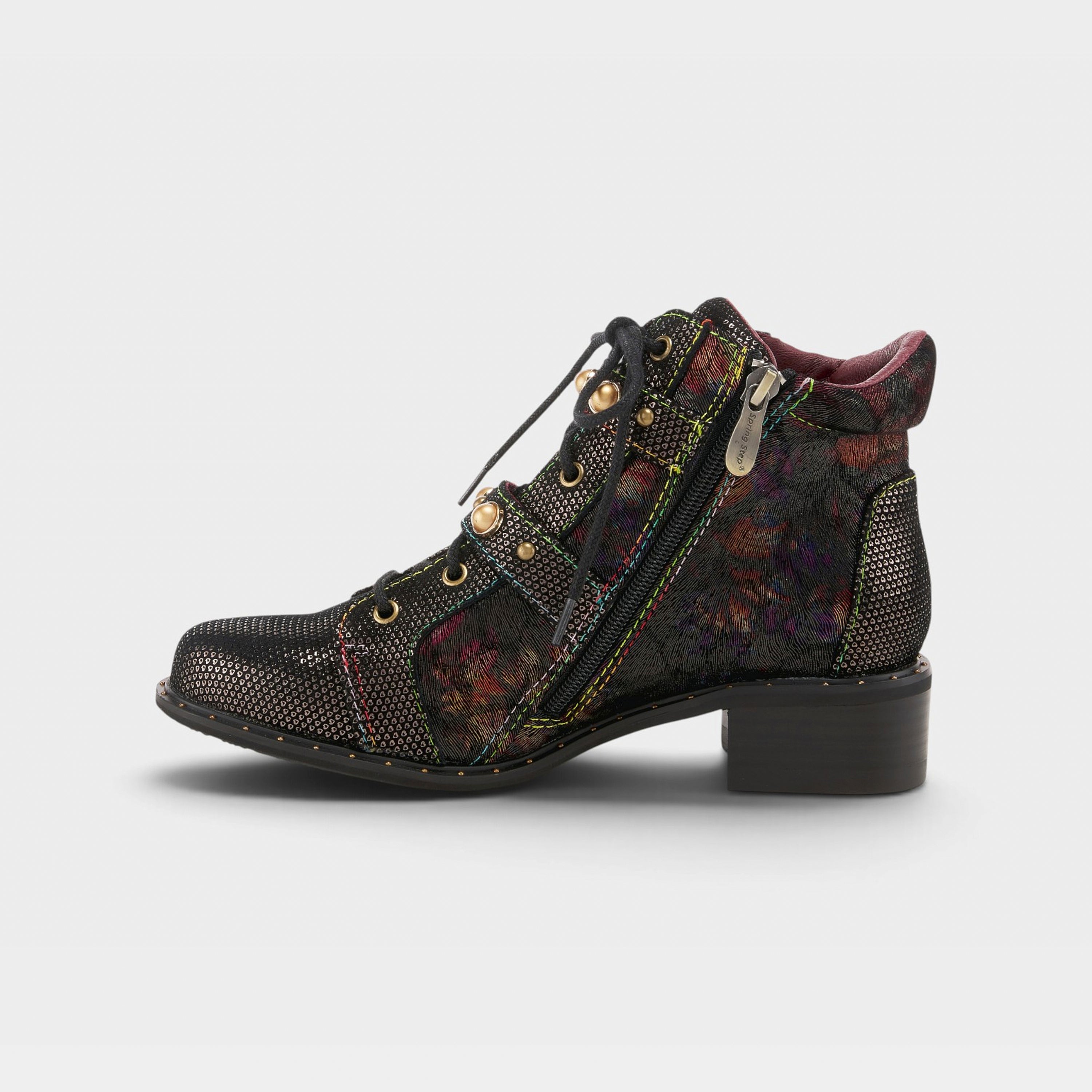L'Artiste Chrissy booties in Brown Multi, side view