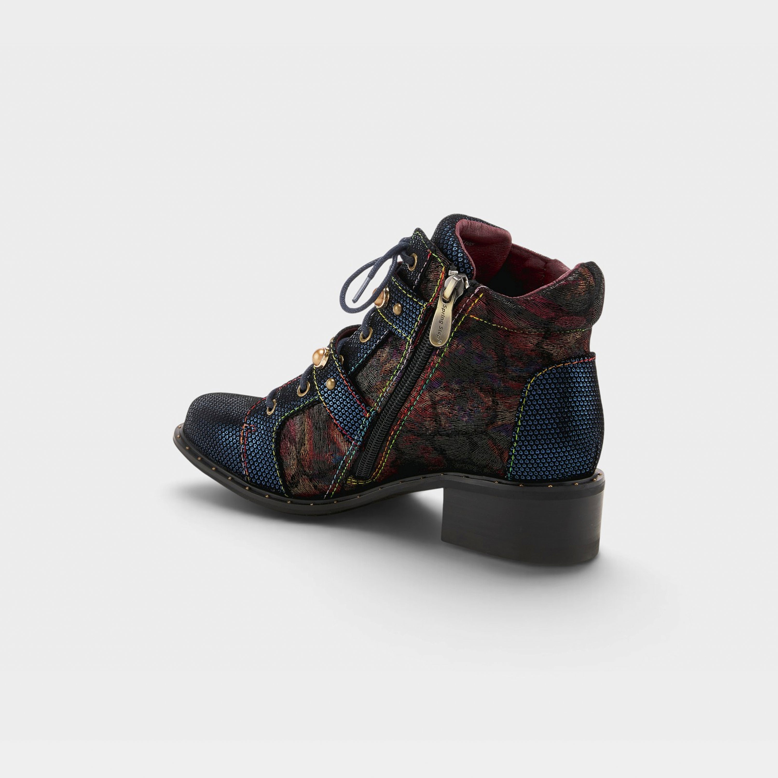 L'Artiste Chrissy booties in Navy Multi, alternate angle view