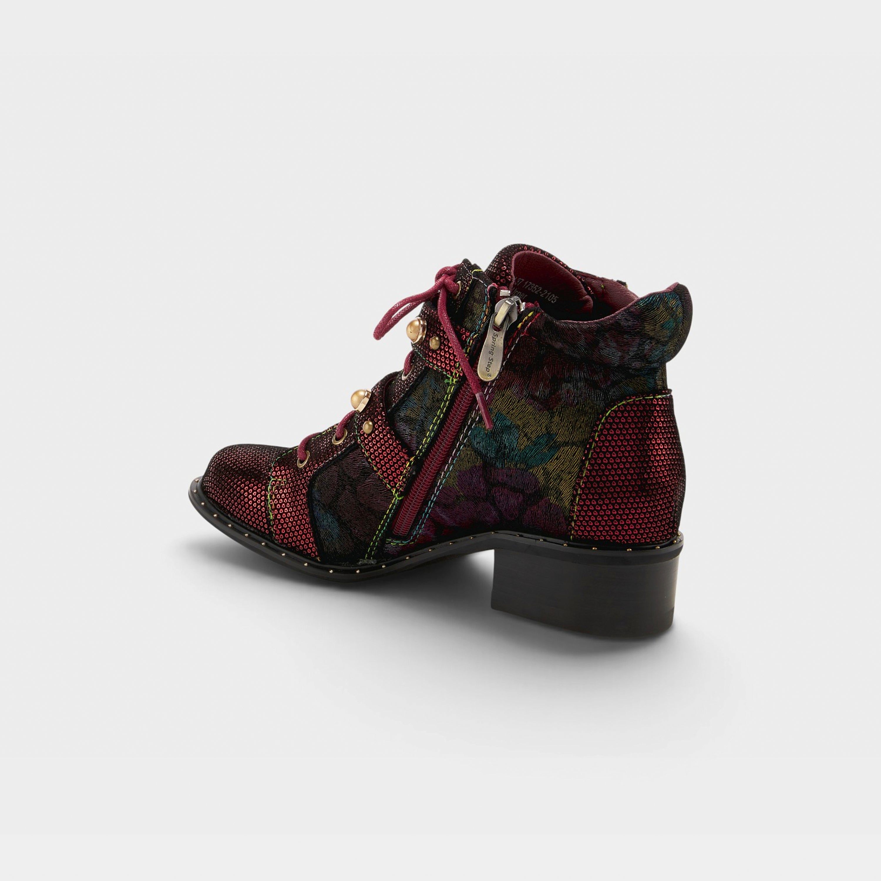 L'Artiste Chrissy booties in Red Multi, alternate angle view
