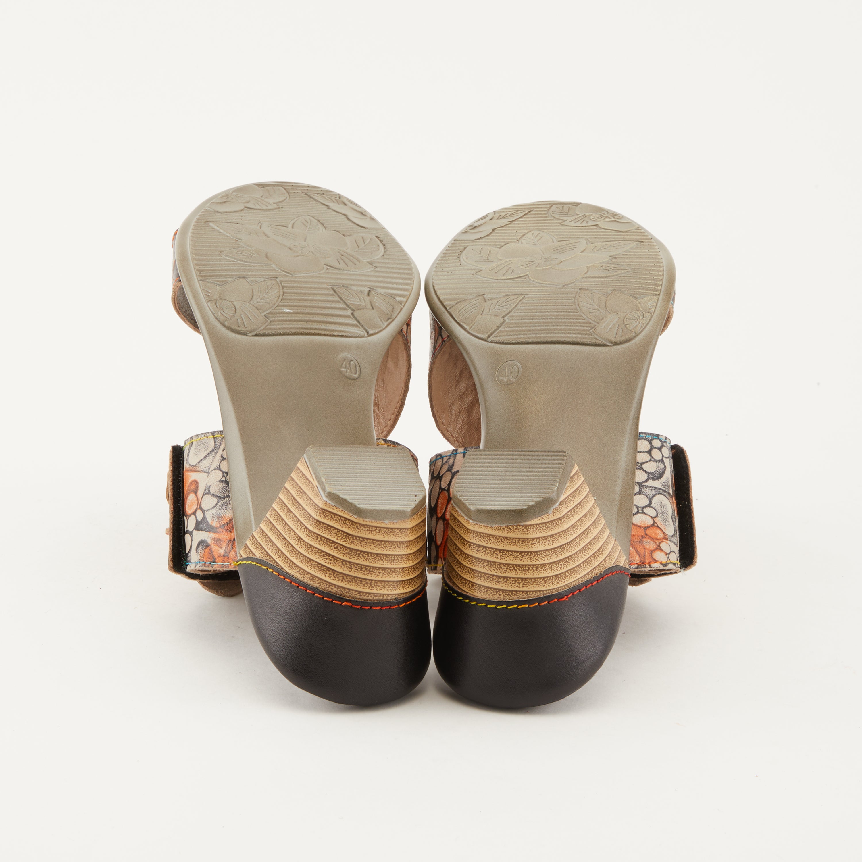 L'Artiste L'ARTISTE CLASSICAL SLIDE SANDALS sandal in red multi with handcrafted leather design