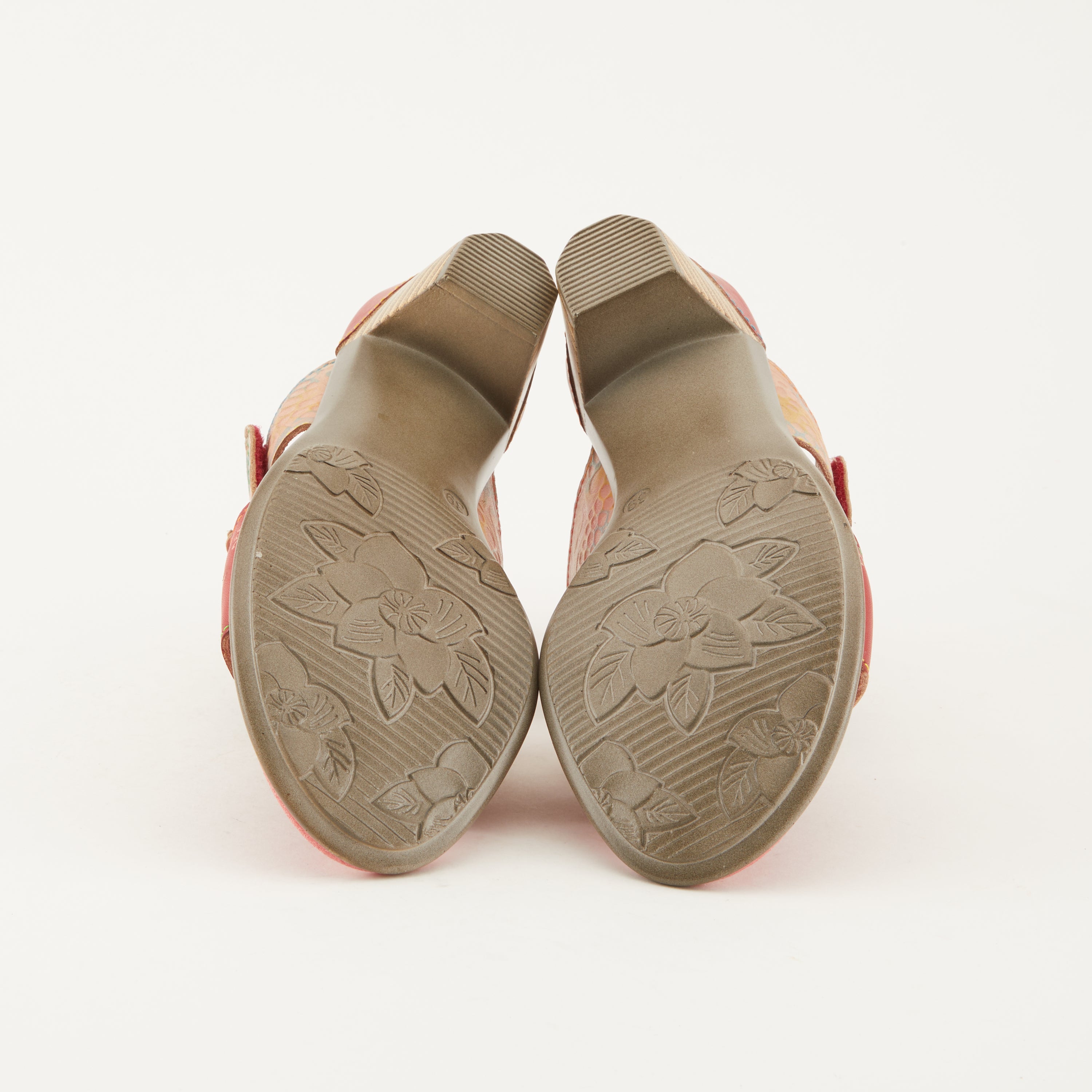 L'Artiste L'ARTISTE CLASSICAL SLIDE SANDALS sandal in red multi with handcrafted leather design