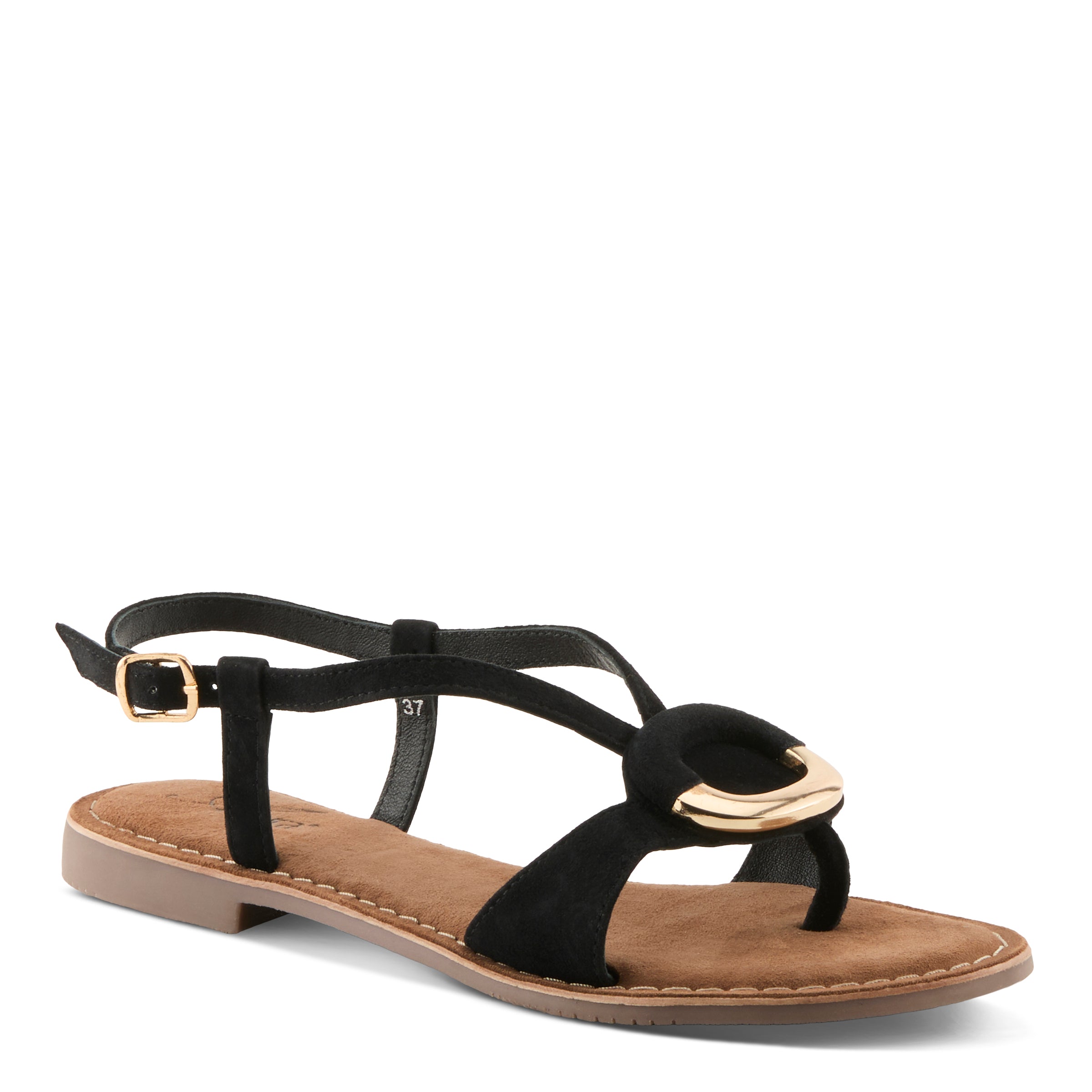 Azura Classylady women's sandal in black suede with suede upper and buckle detail