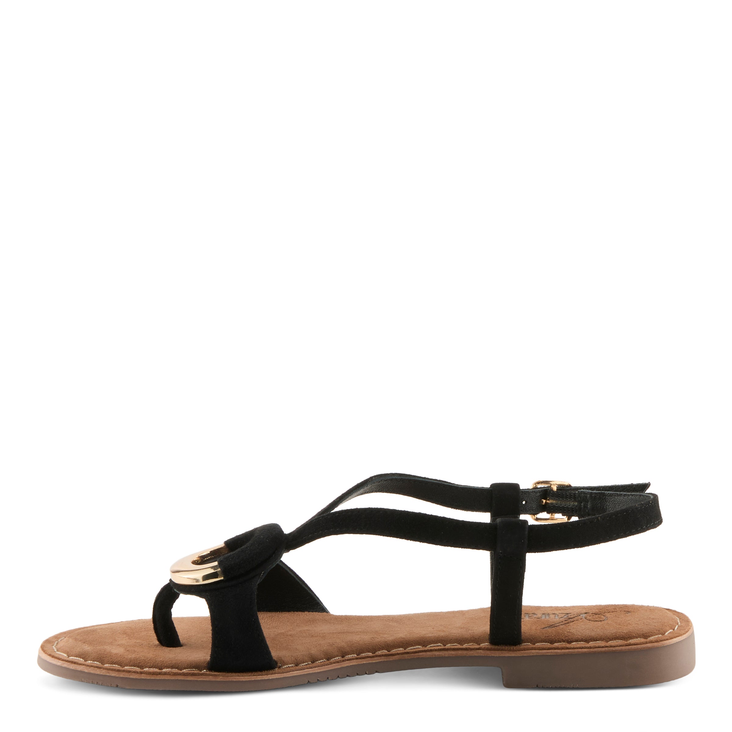 Azura Classylady women's sandal in black suede with suede upper and buckle detail