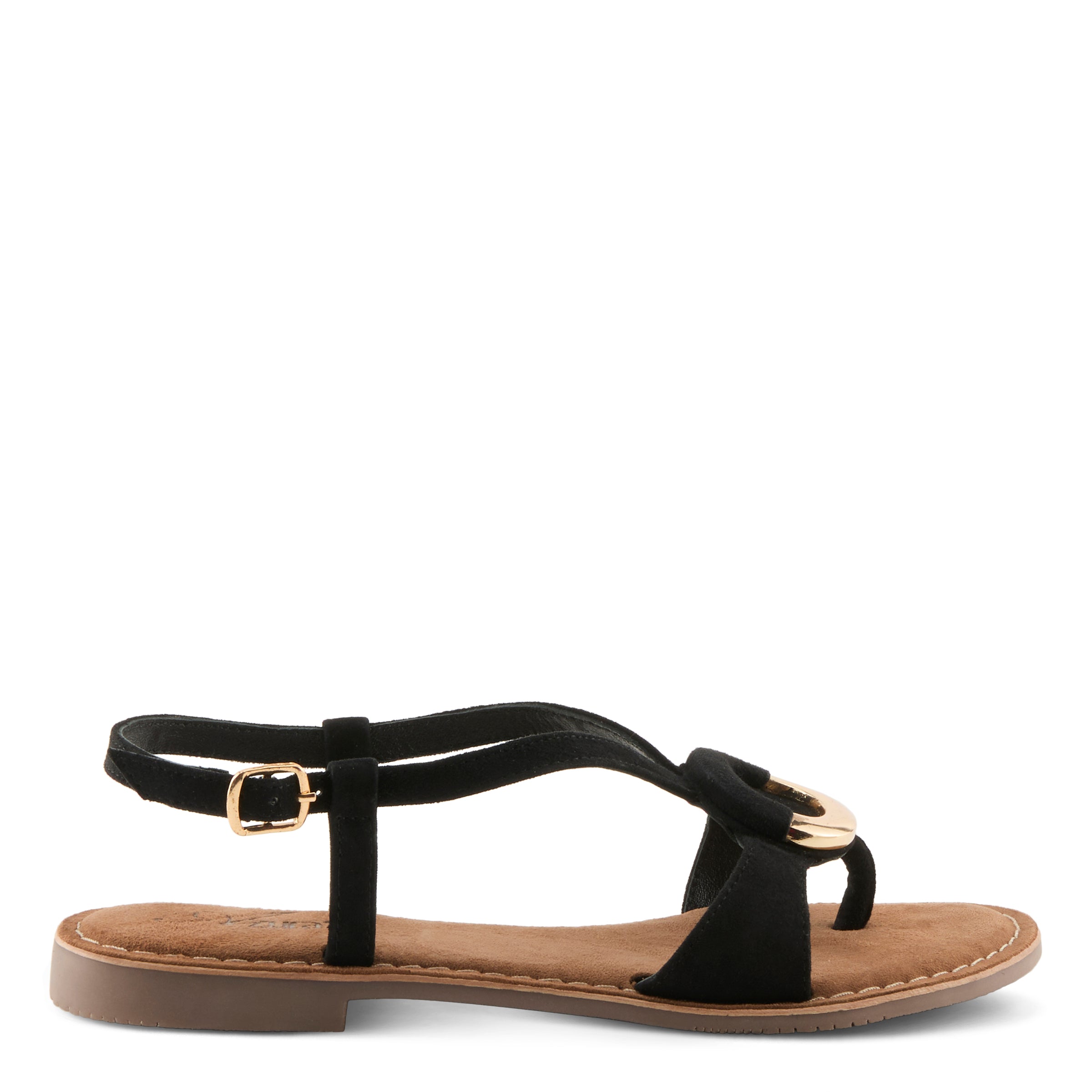 Azura Classylady women's sandal in black suede with suede upper and buckle detail